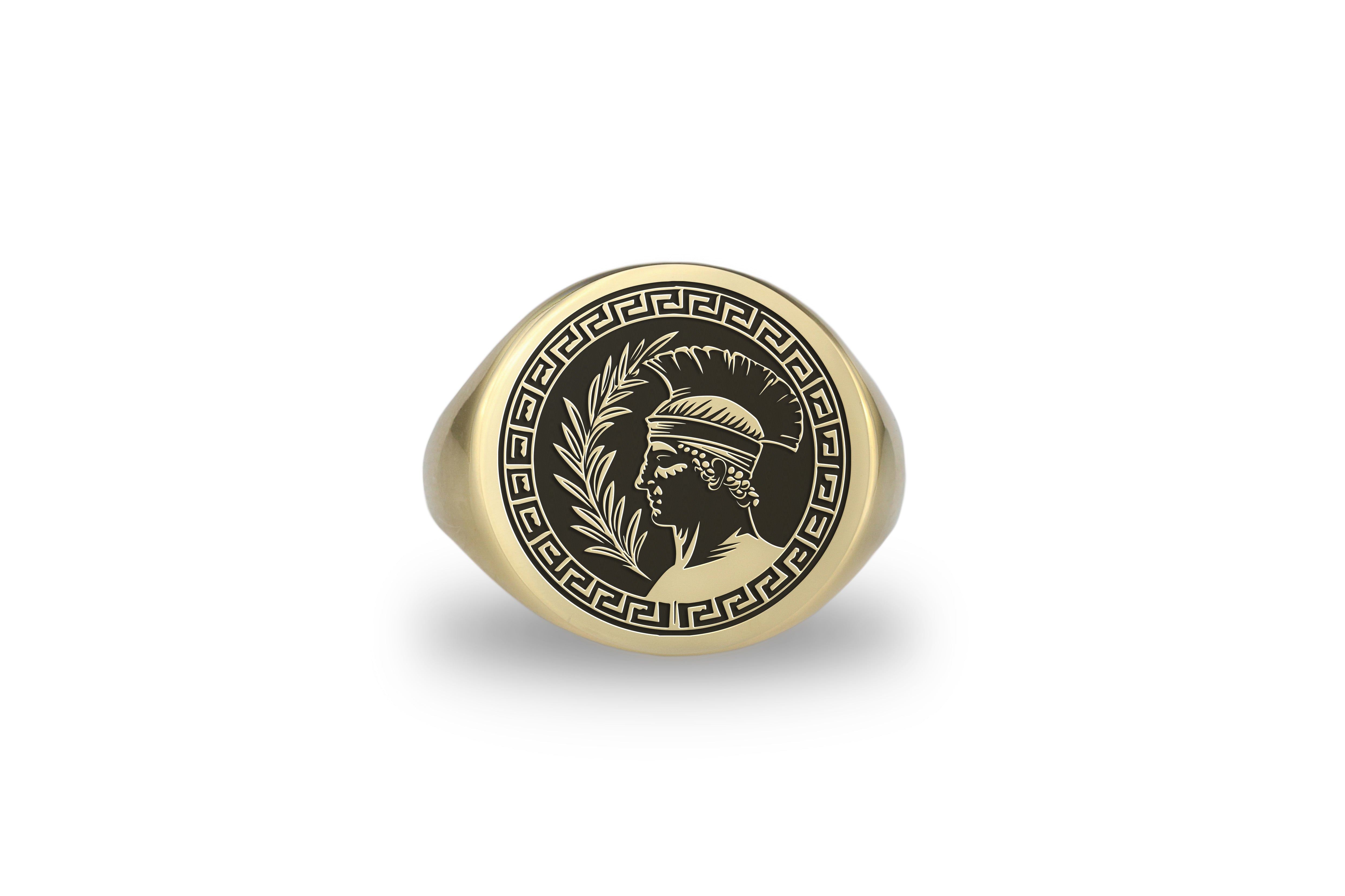 14k Gold Greek Signet Ring