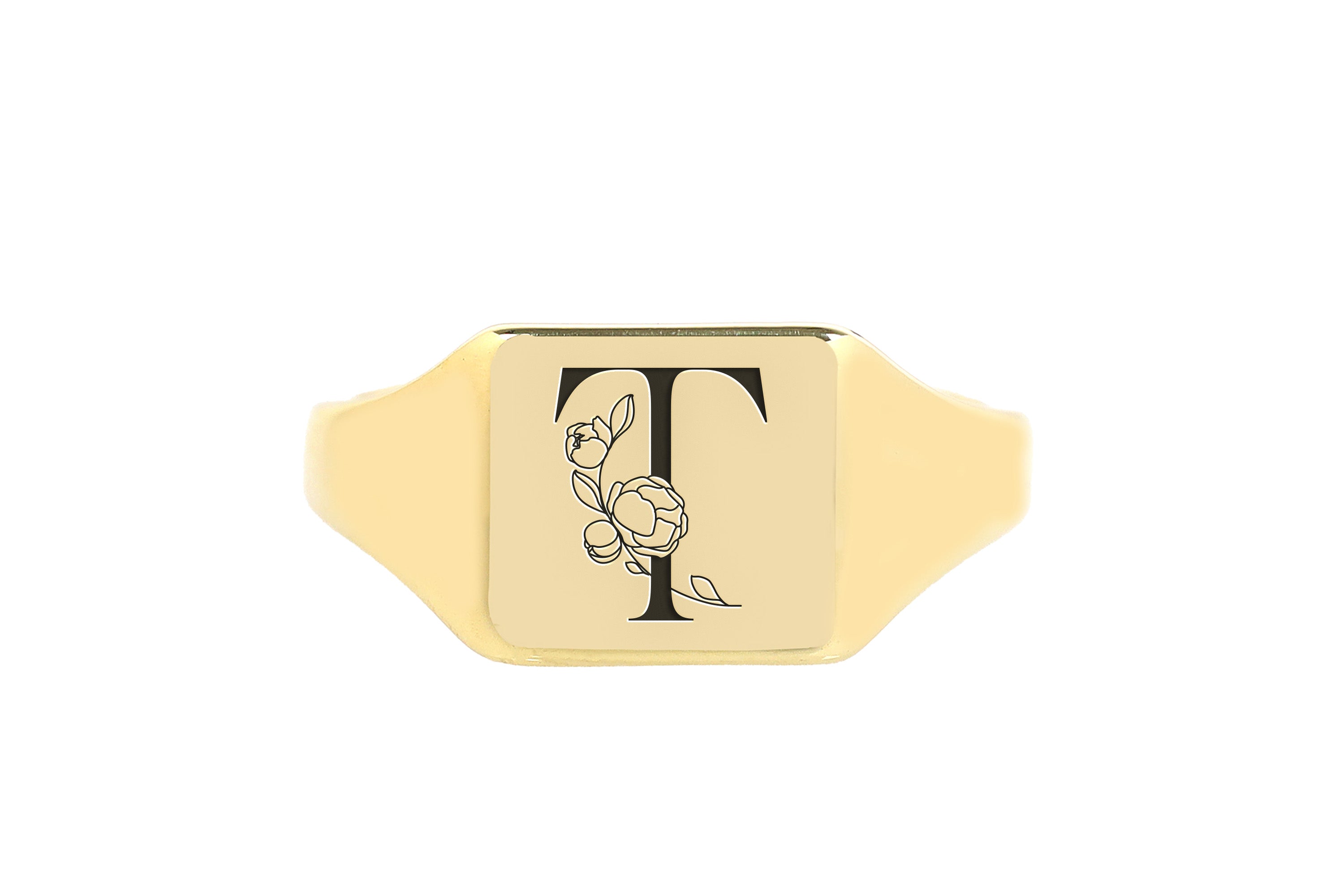 24k Gold Name Initial Ring