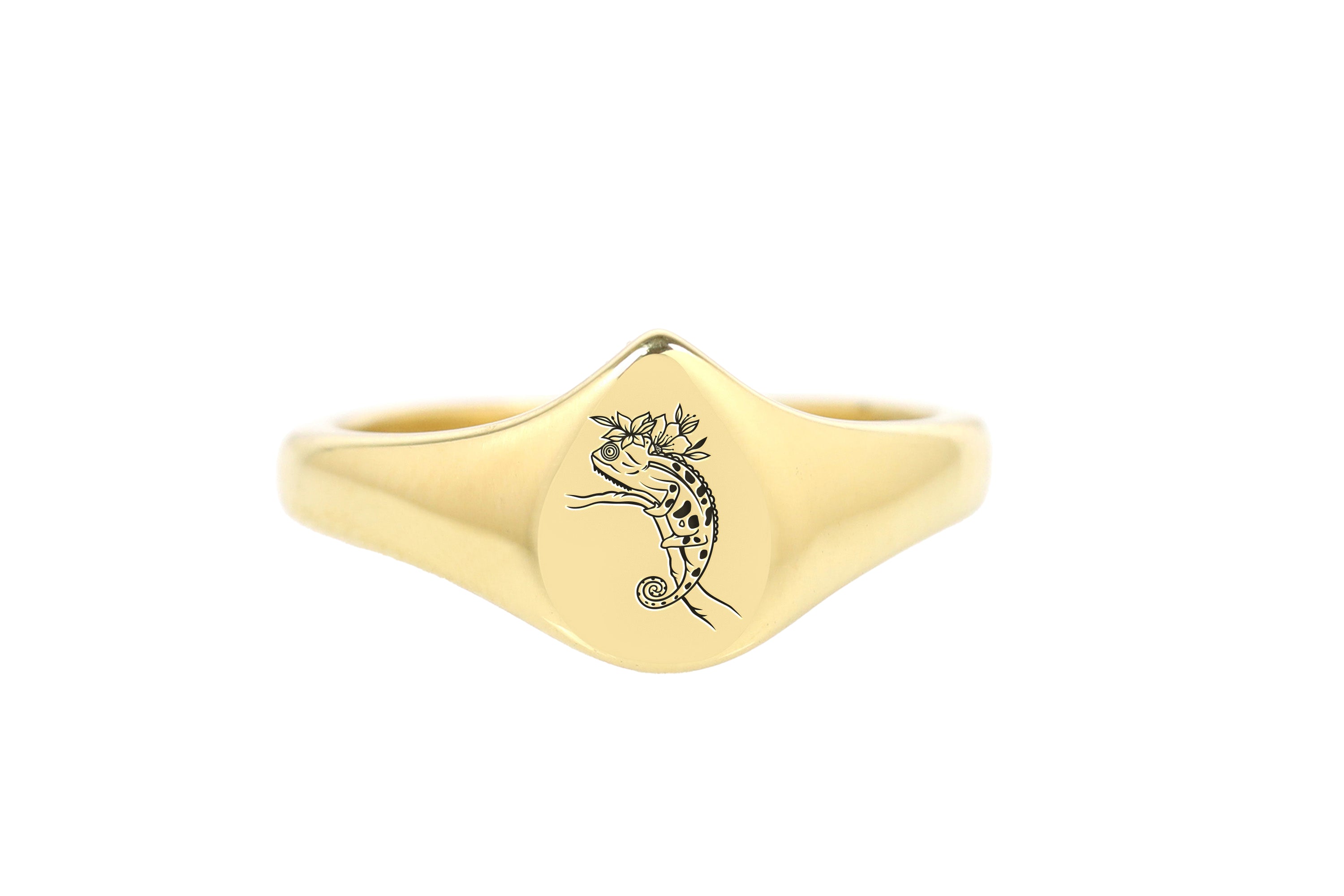 Engraved Iguana Gold Ring