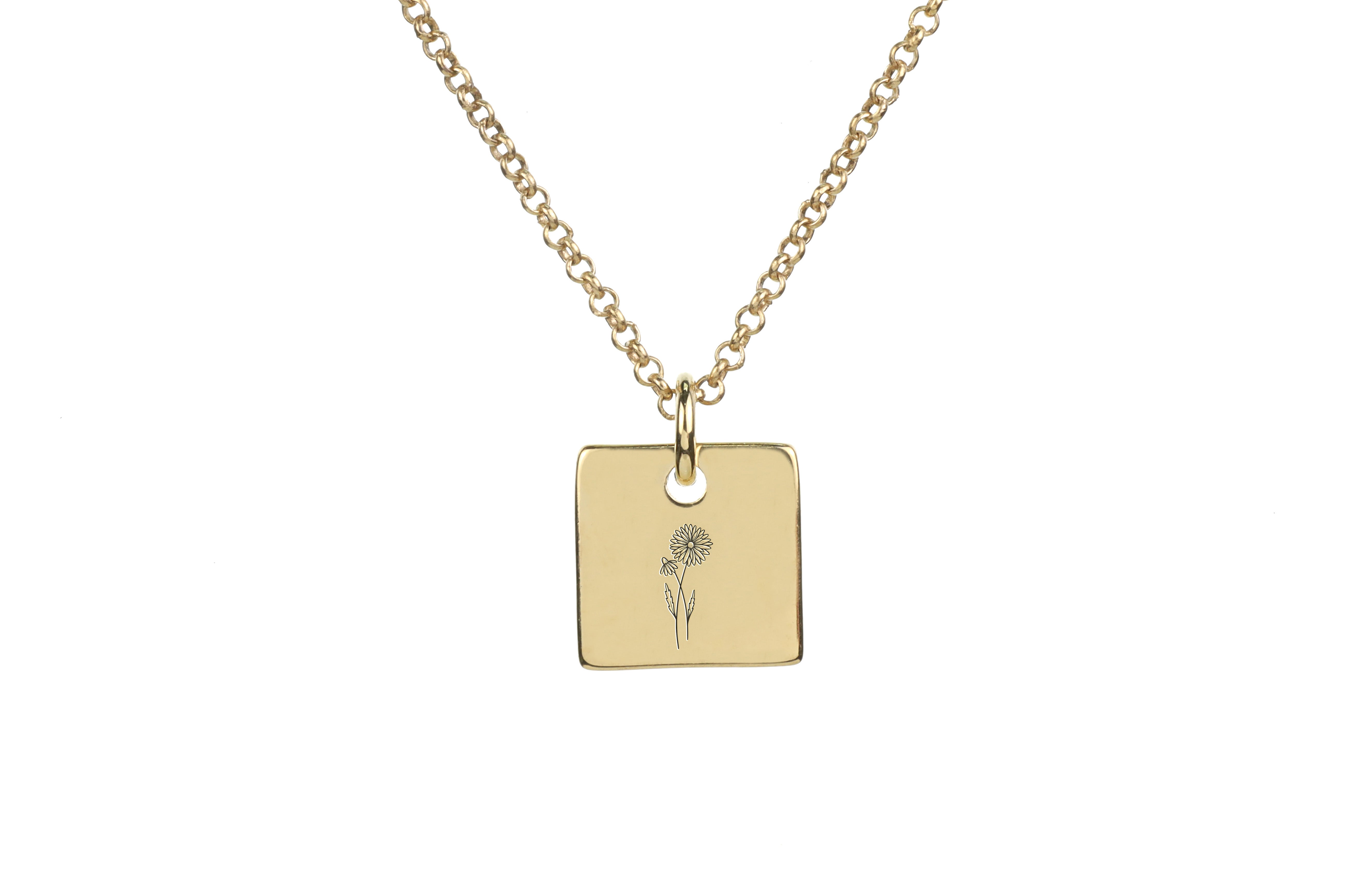 Engraved Daisy Flower Necklace