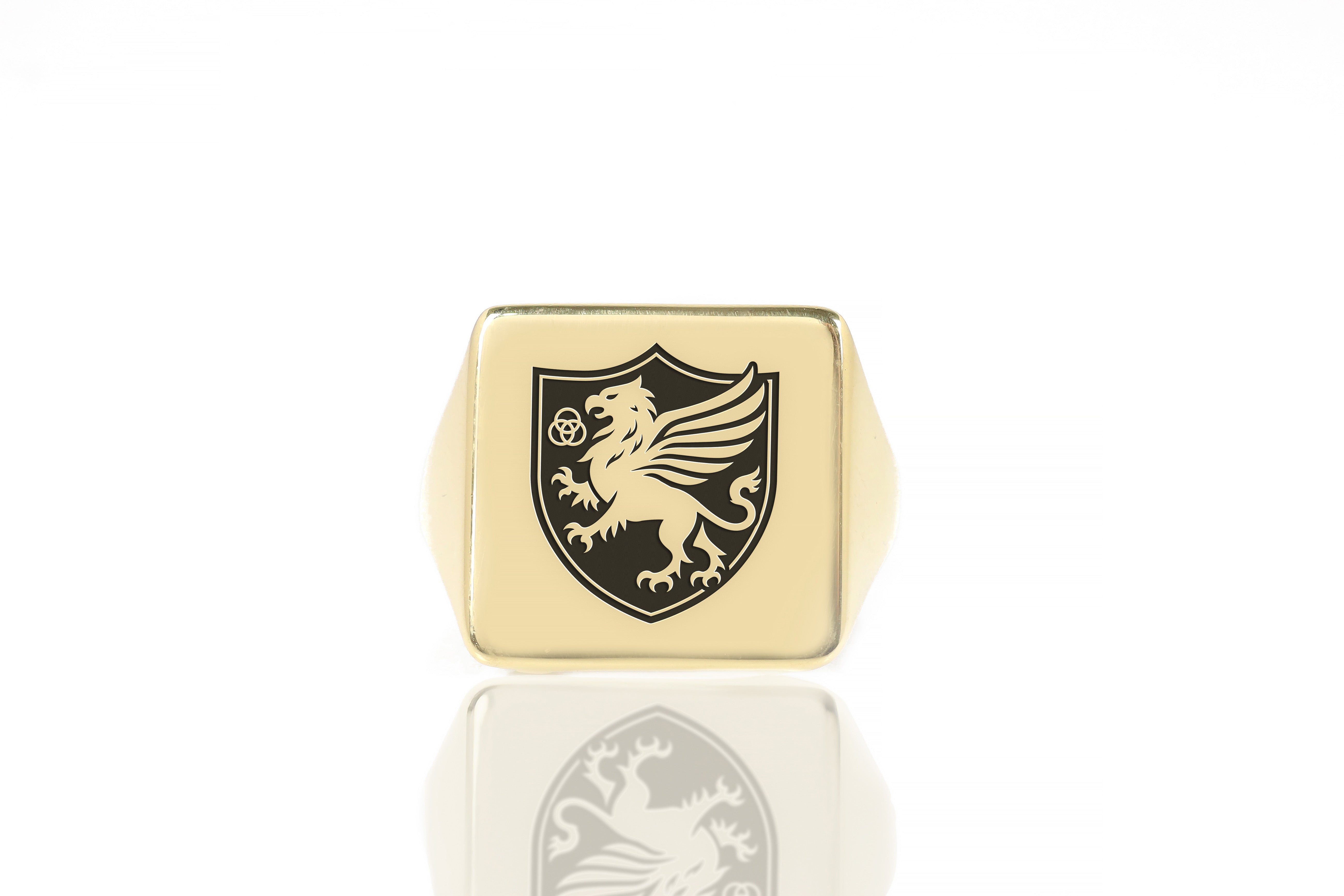 Engraved Griffin Signet Ring