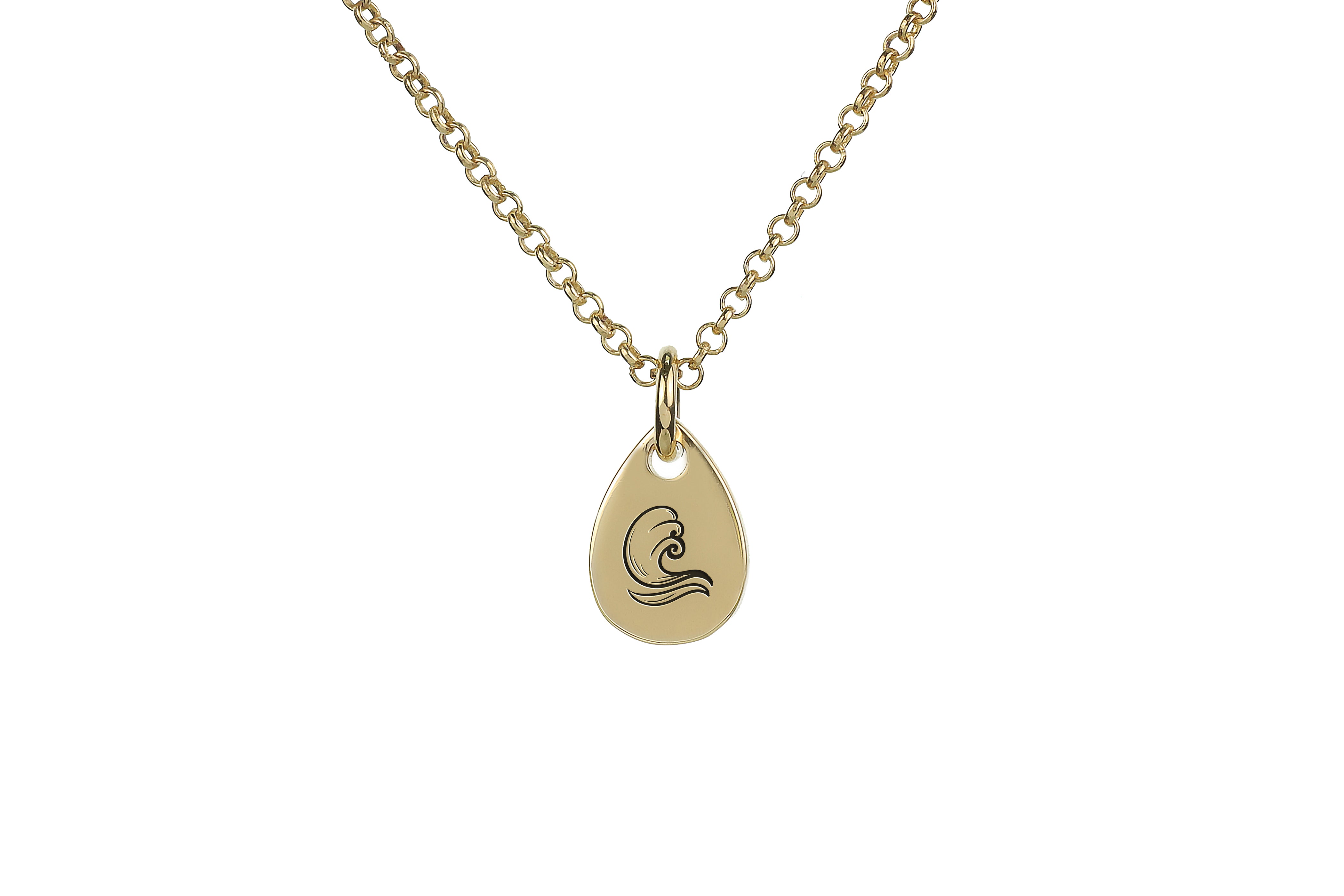 Engraved Wave Pendant Necklace