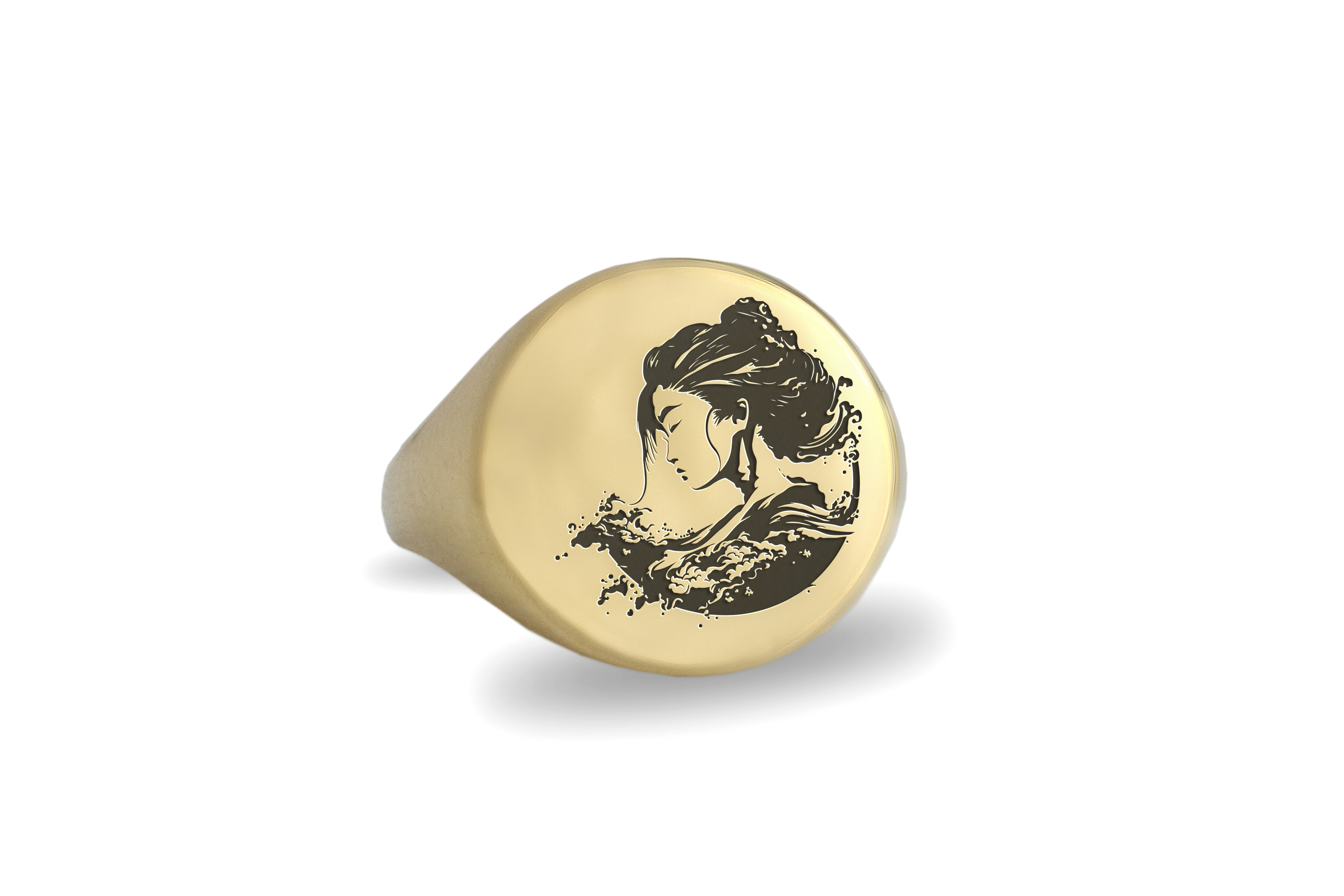 Engraved Japanese Woman Ring