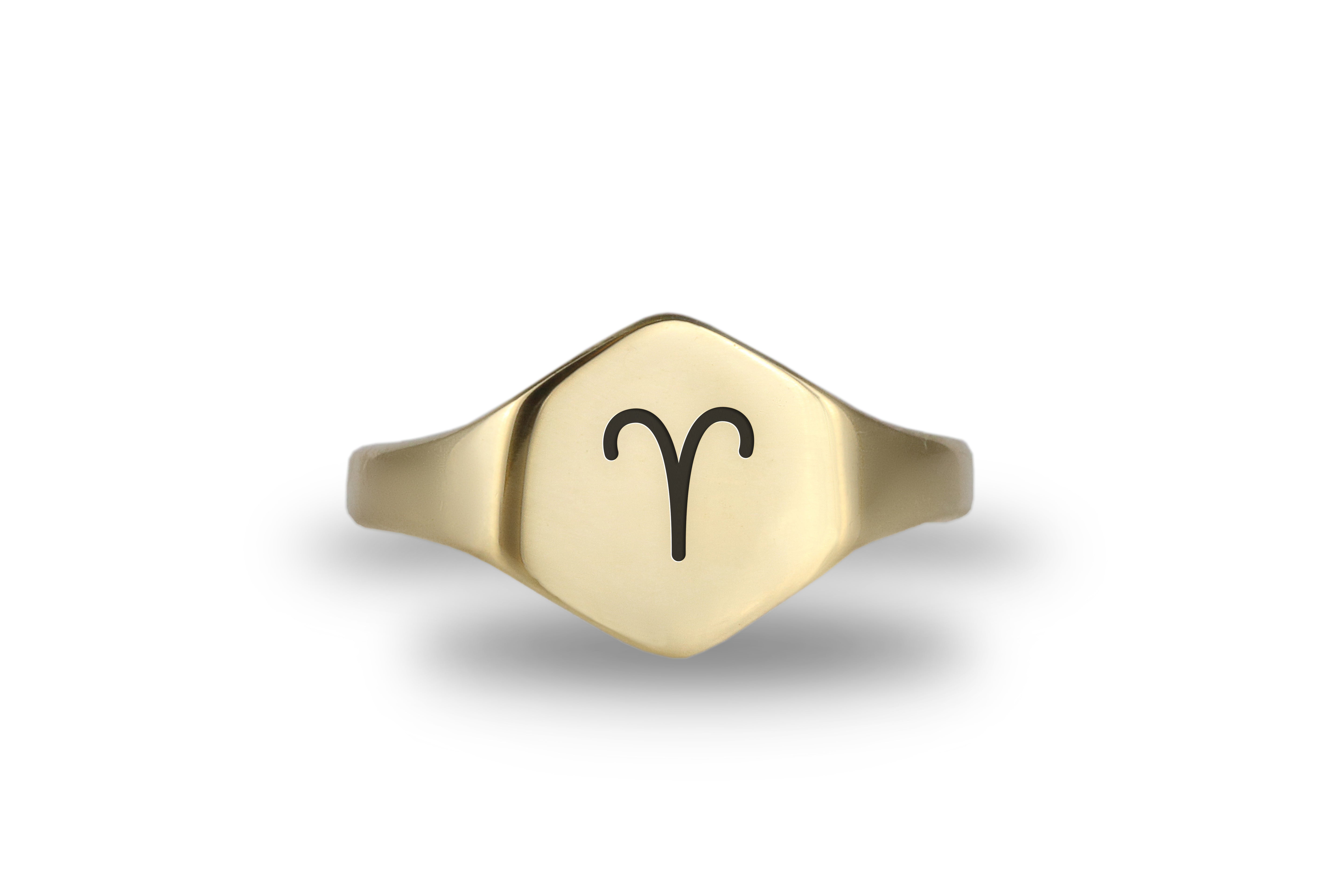 14k Gold Aries Signet Ring