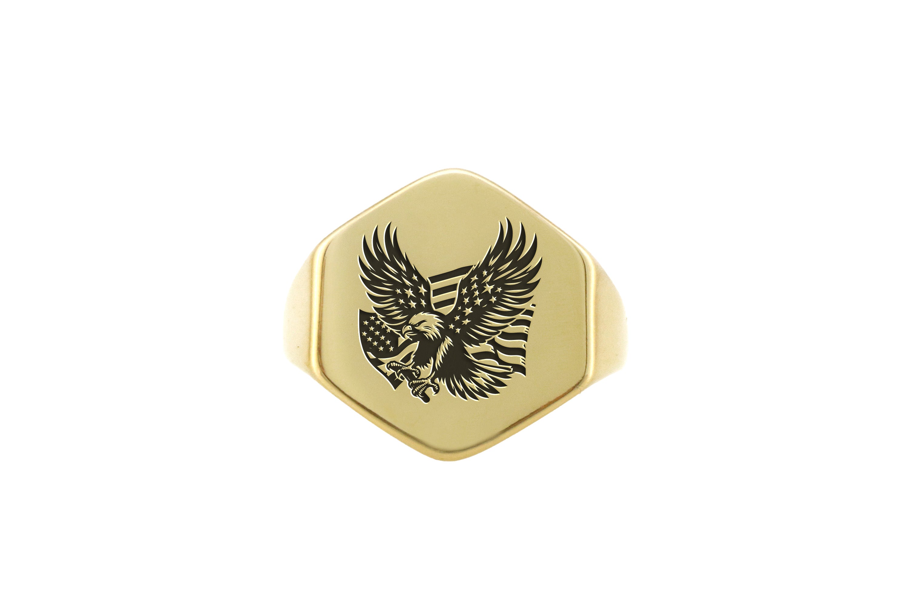 14k Gold American Veterans Signet Ring