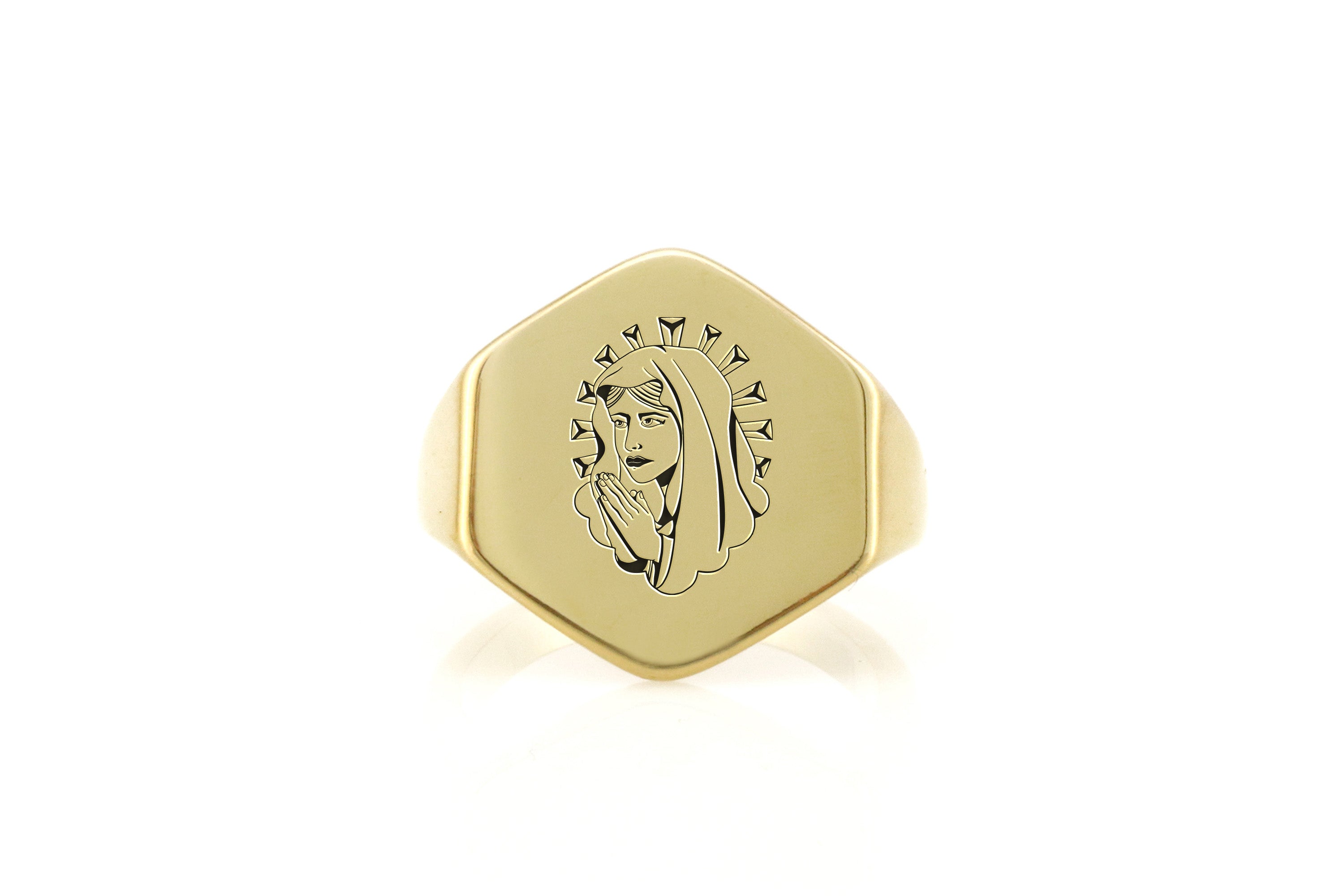 14k Gold Chicano Signet Ring