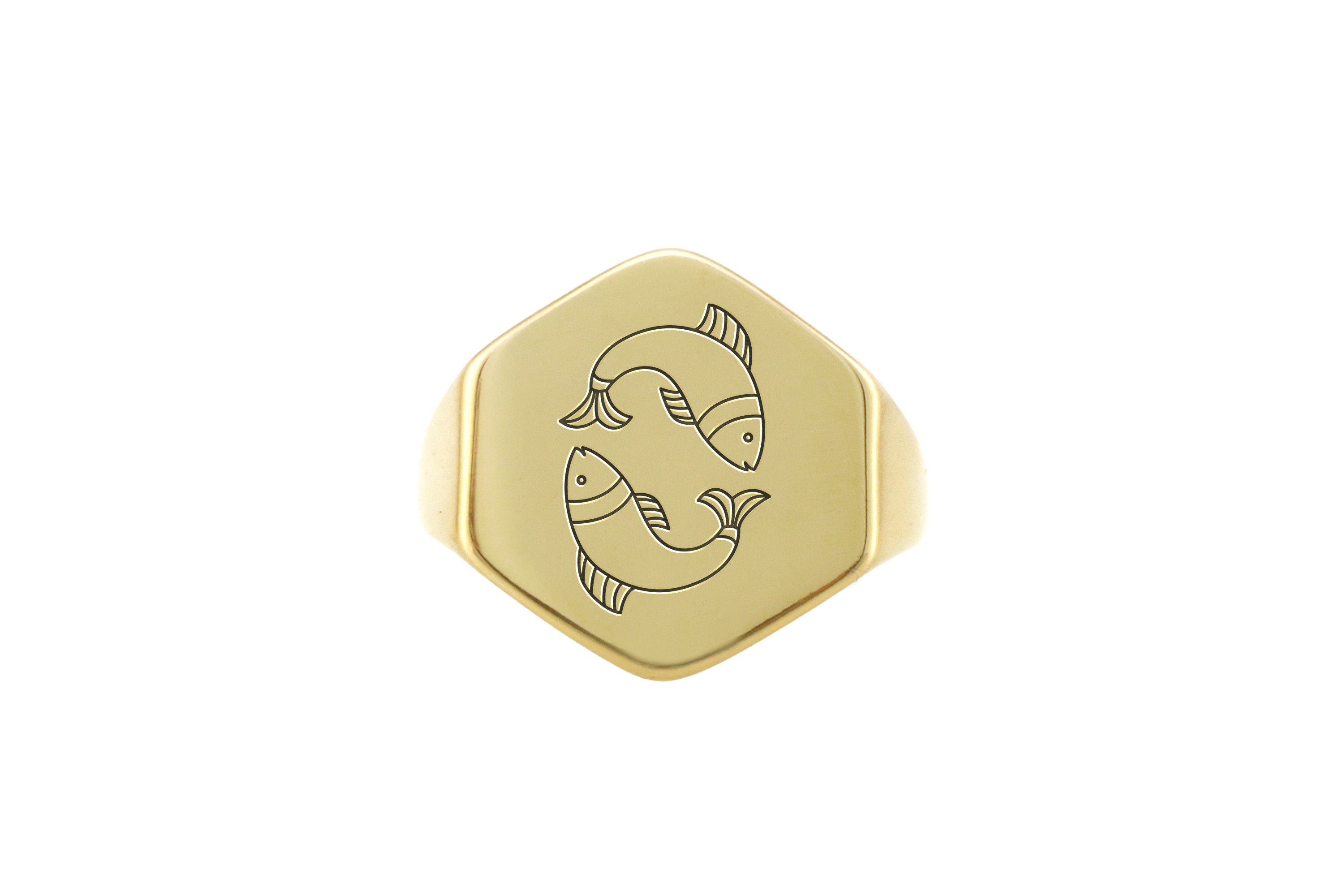 Engraved Pisces Zodiac Signet Ring