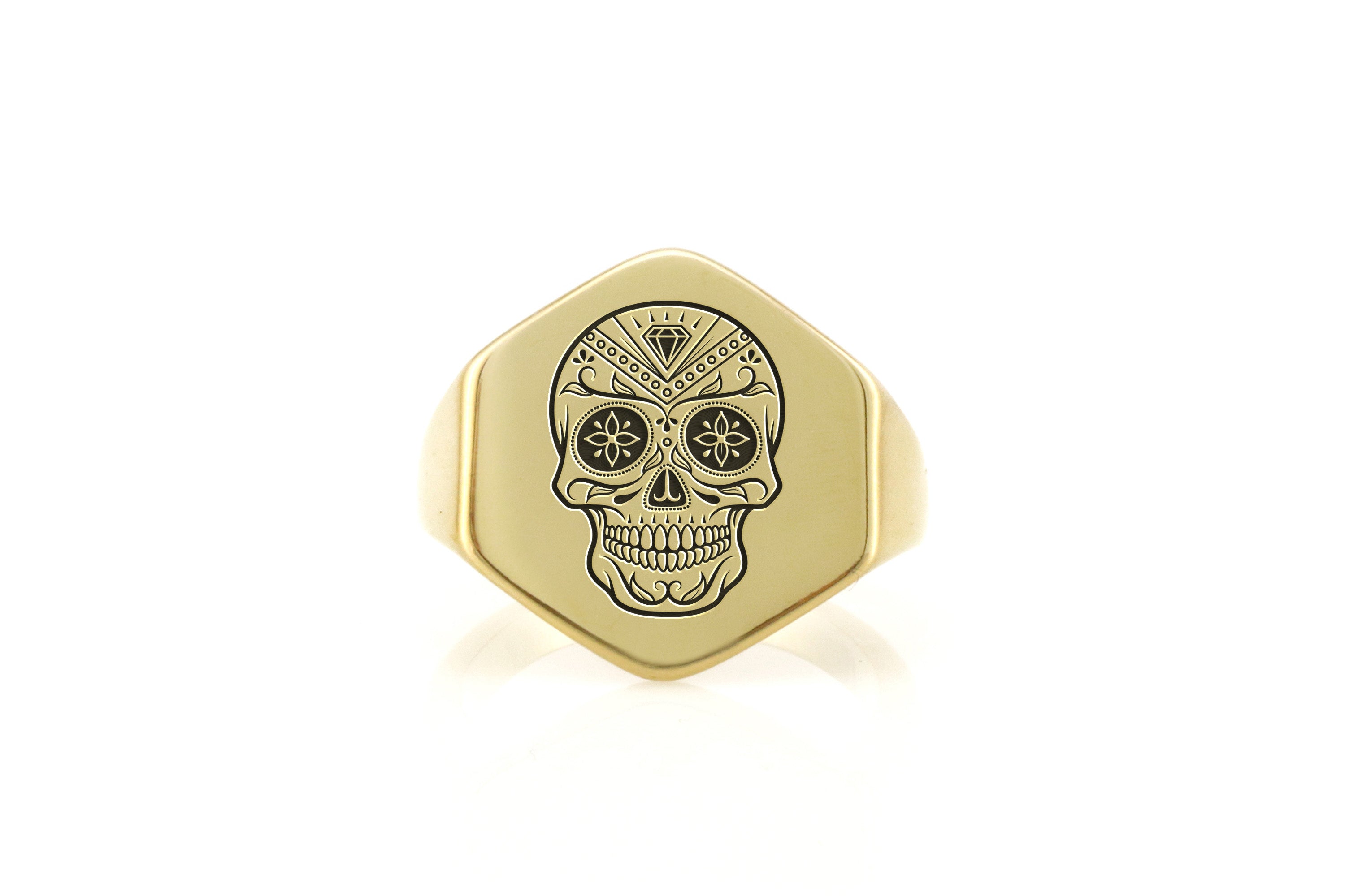Engraved Mexican Skull Ring