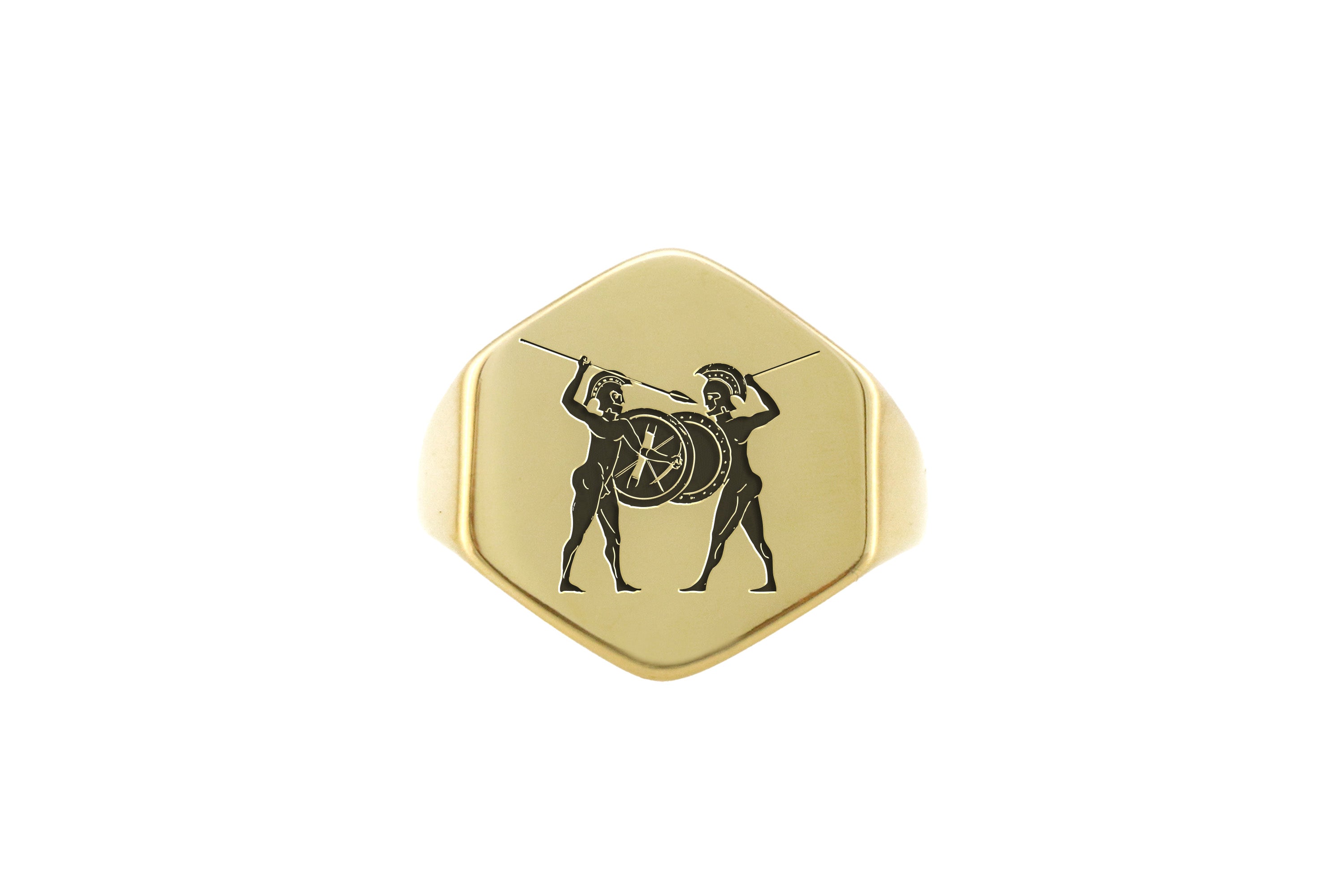 Engraved Greek Warrior Signet Ring