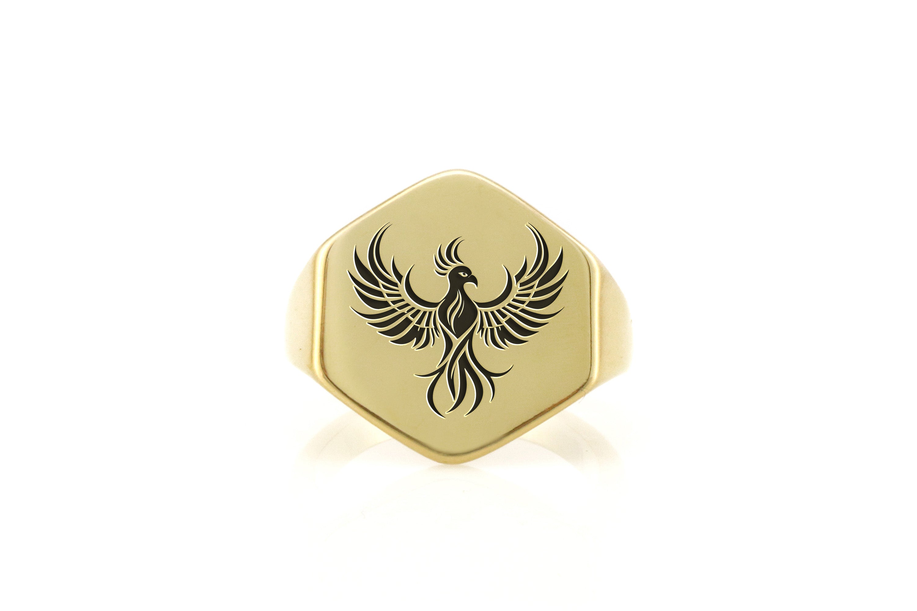 Engraved Phoenix Signet Ring