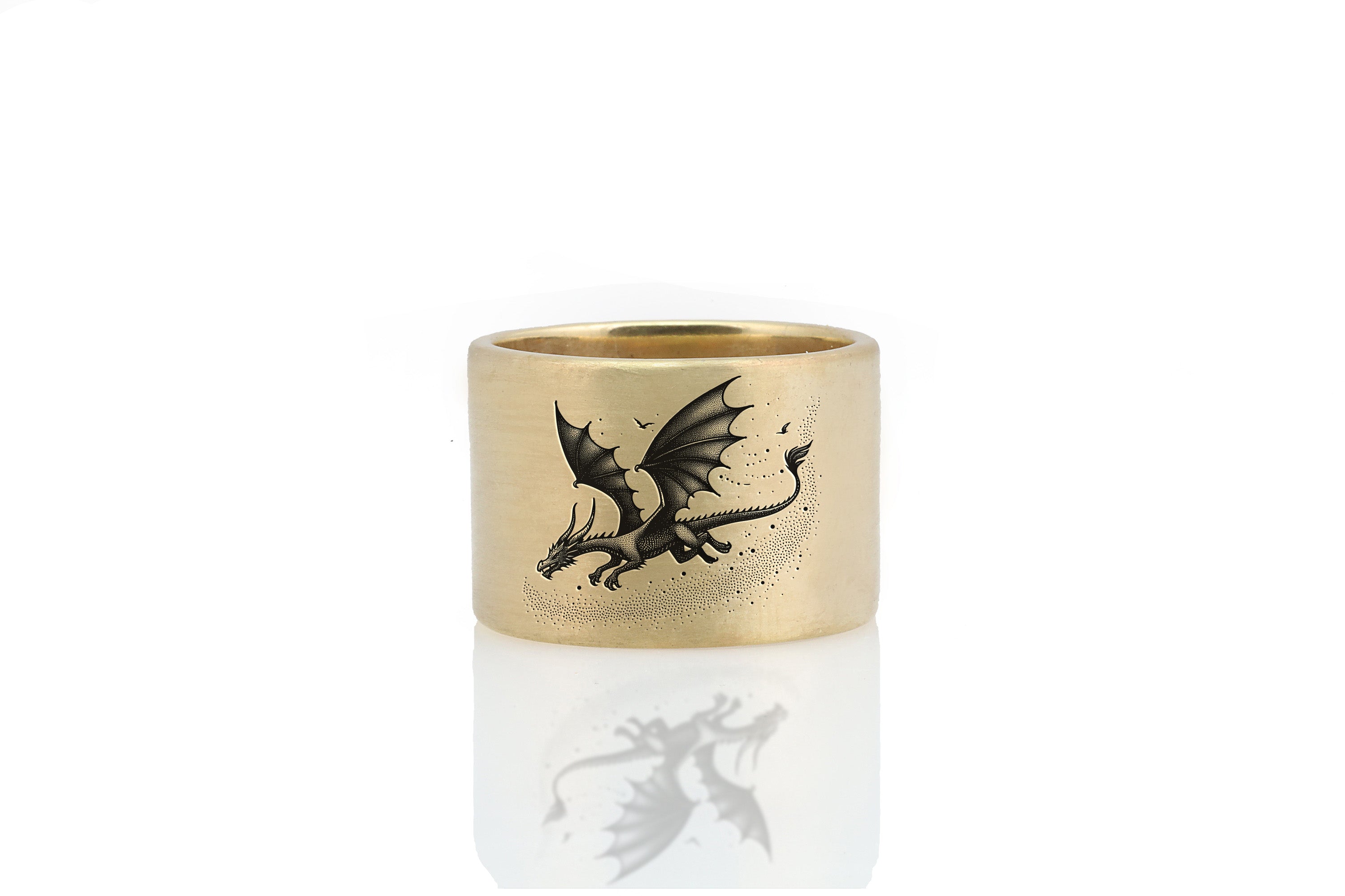 14k Gold Engraved Dragon Ring