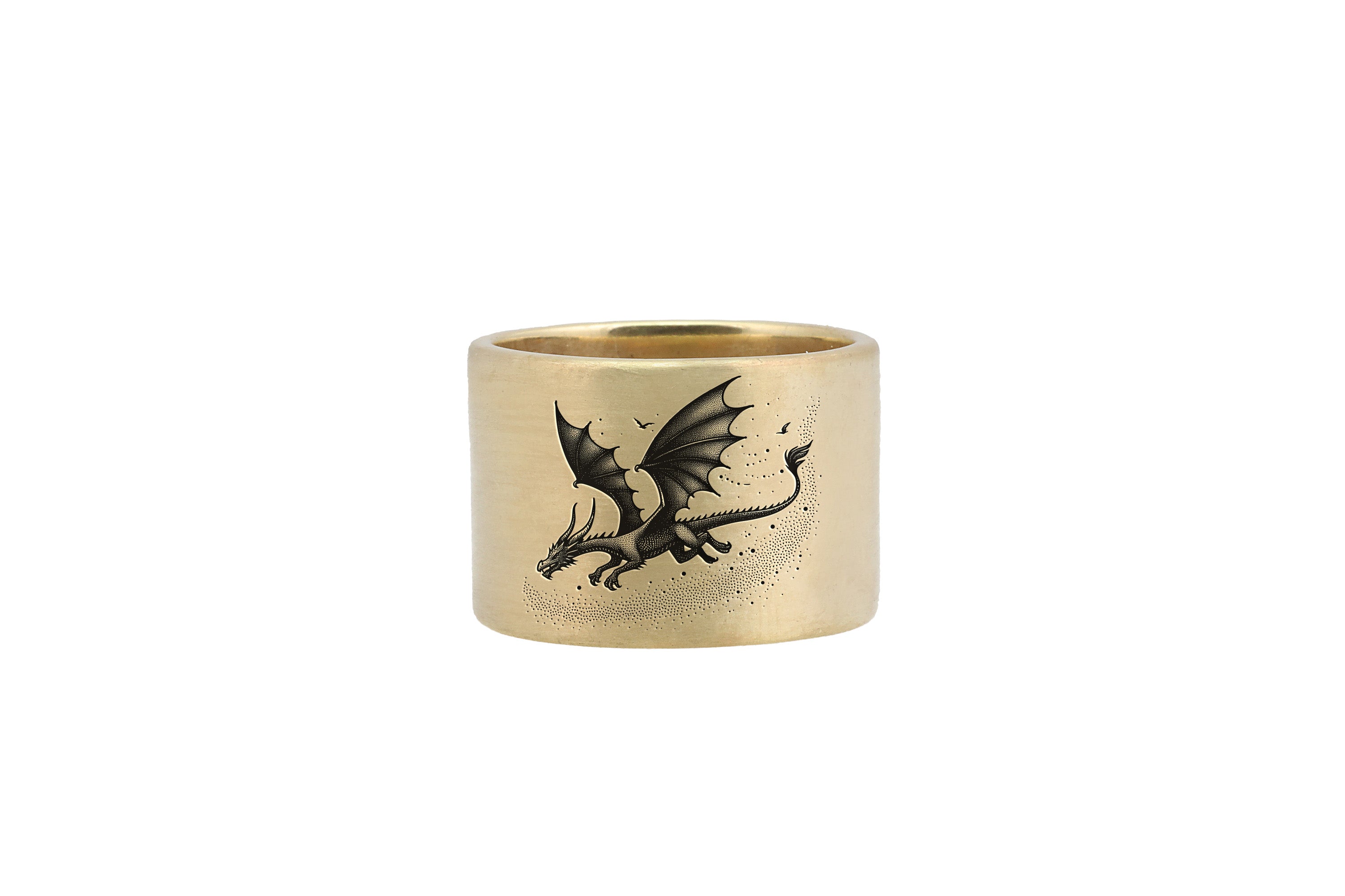 14k Gold Engraved Dragon Ring