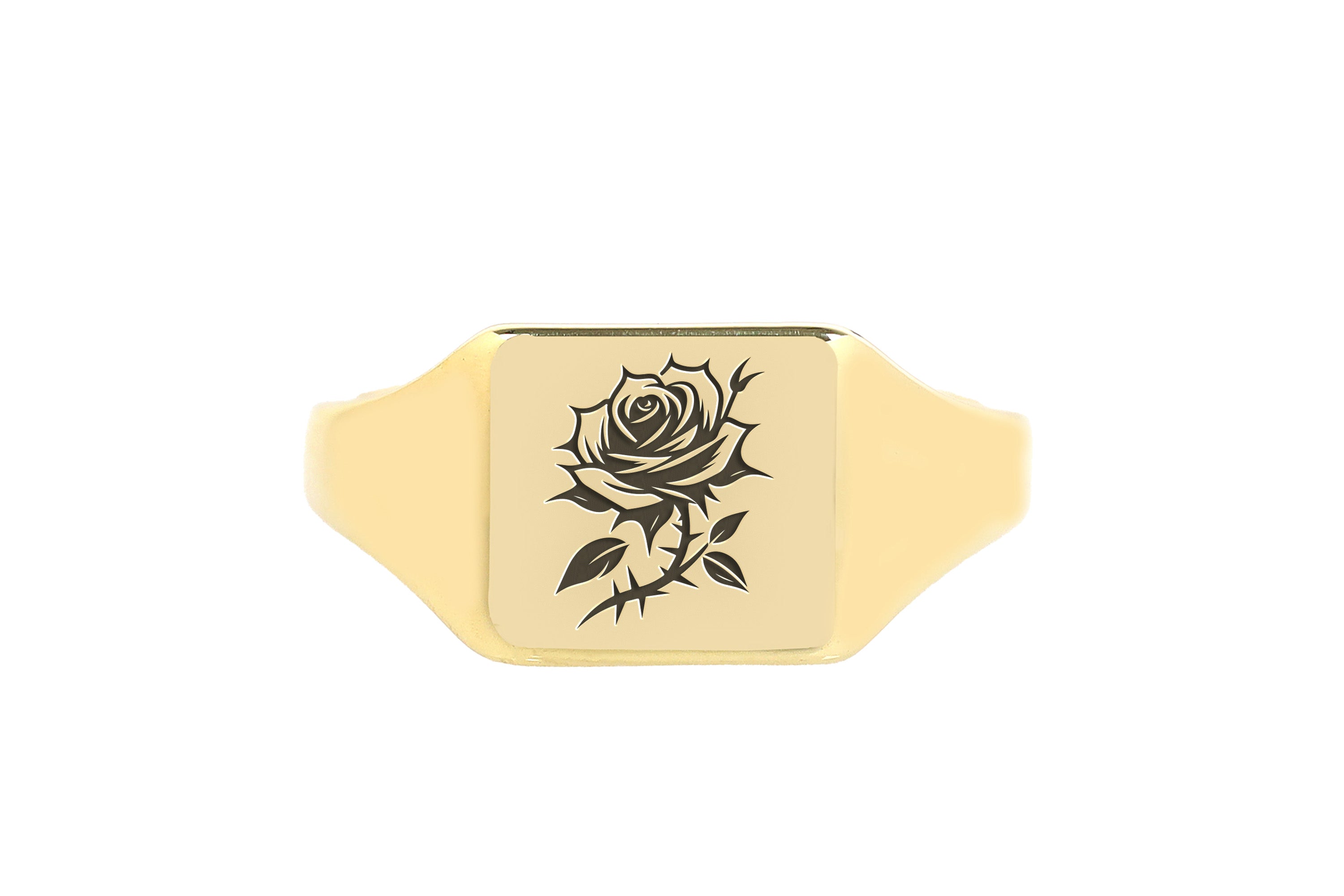 14k Gold Rose Signet Ring