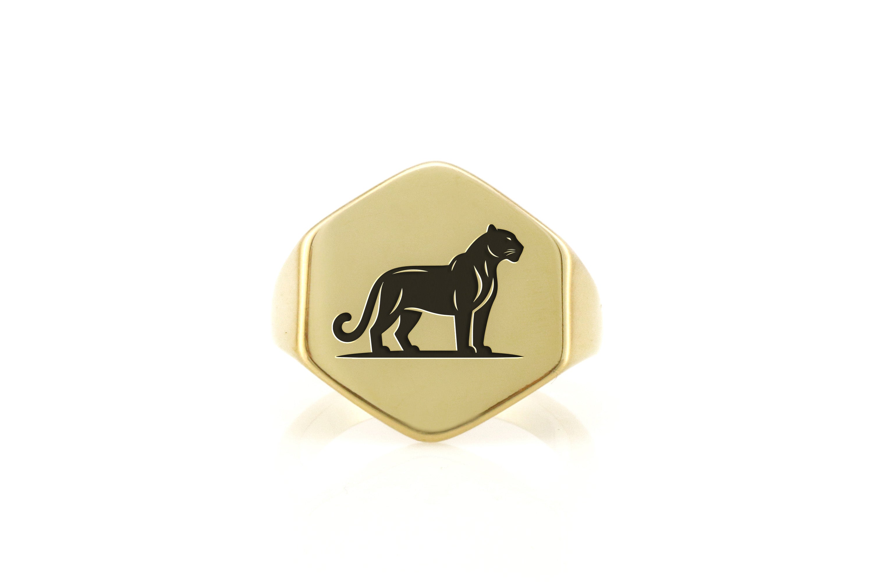 Engraved Cougar Signet Ring