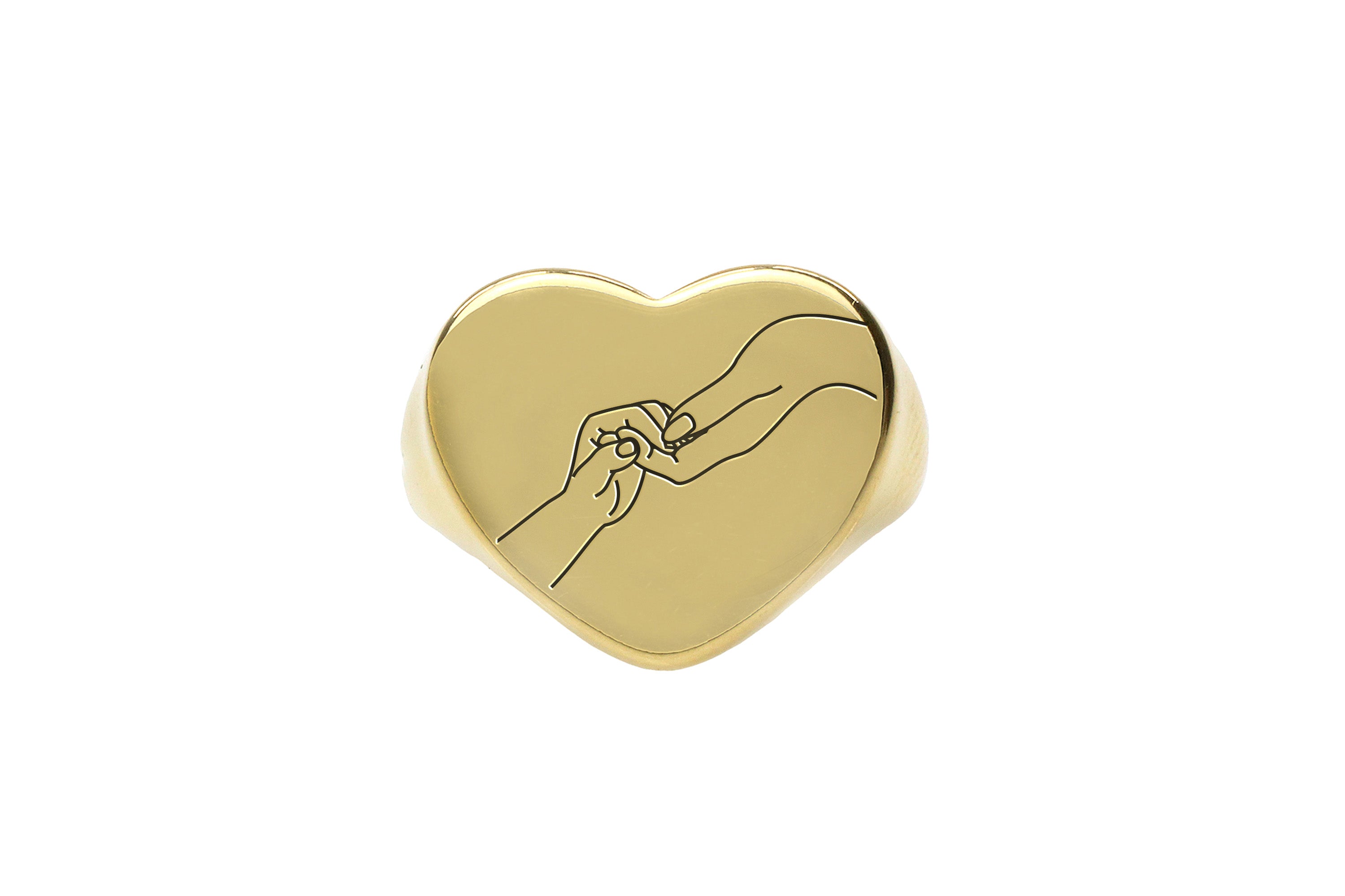 Engraved Hands Line Art Ring