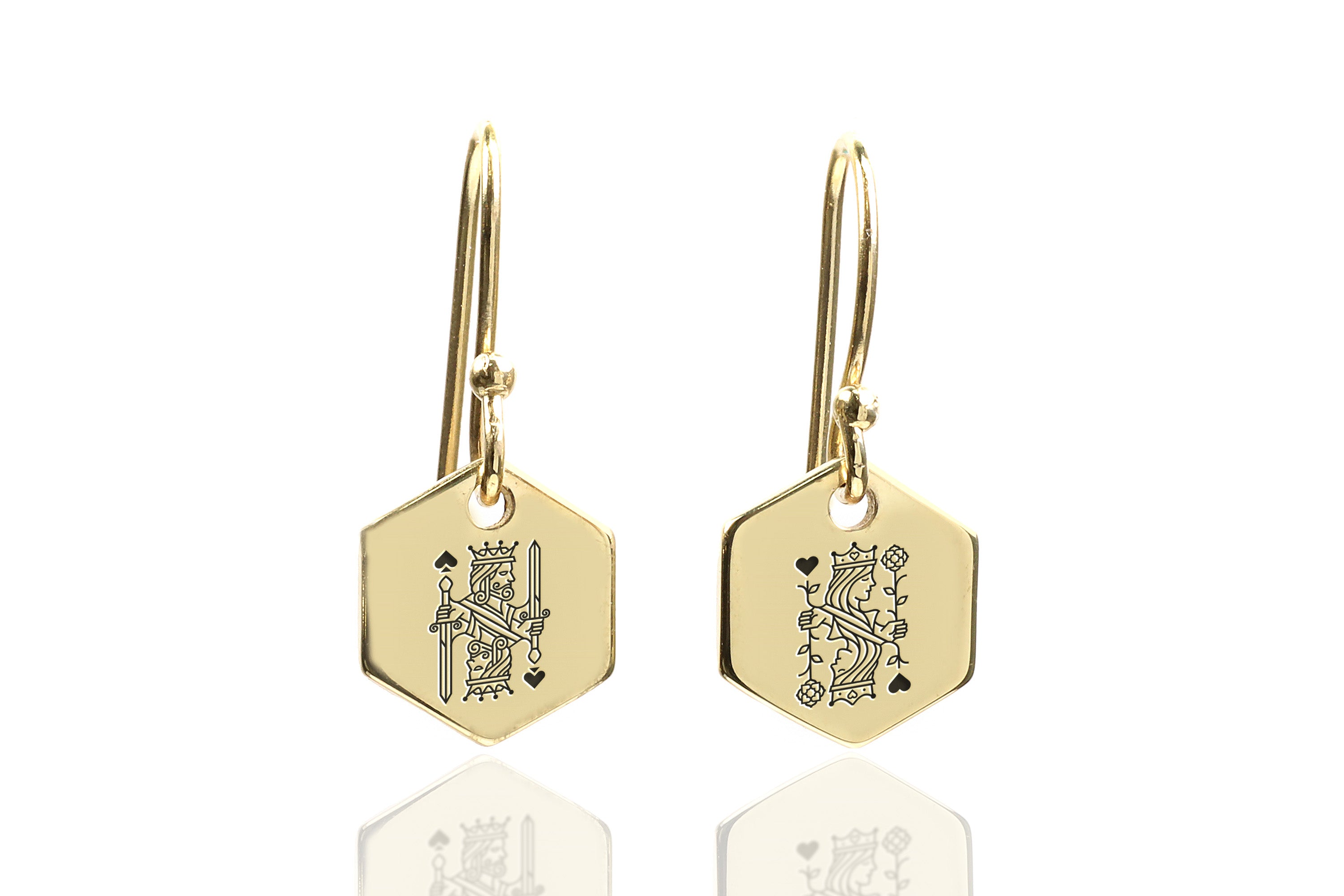 14k Gold Poker Earrings