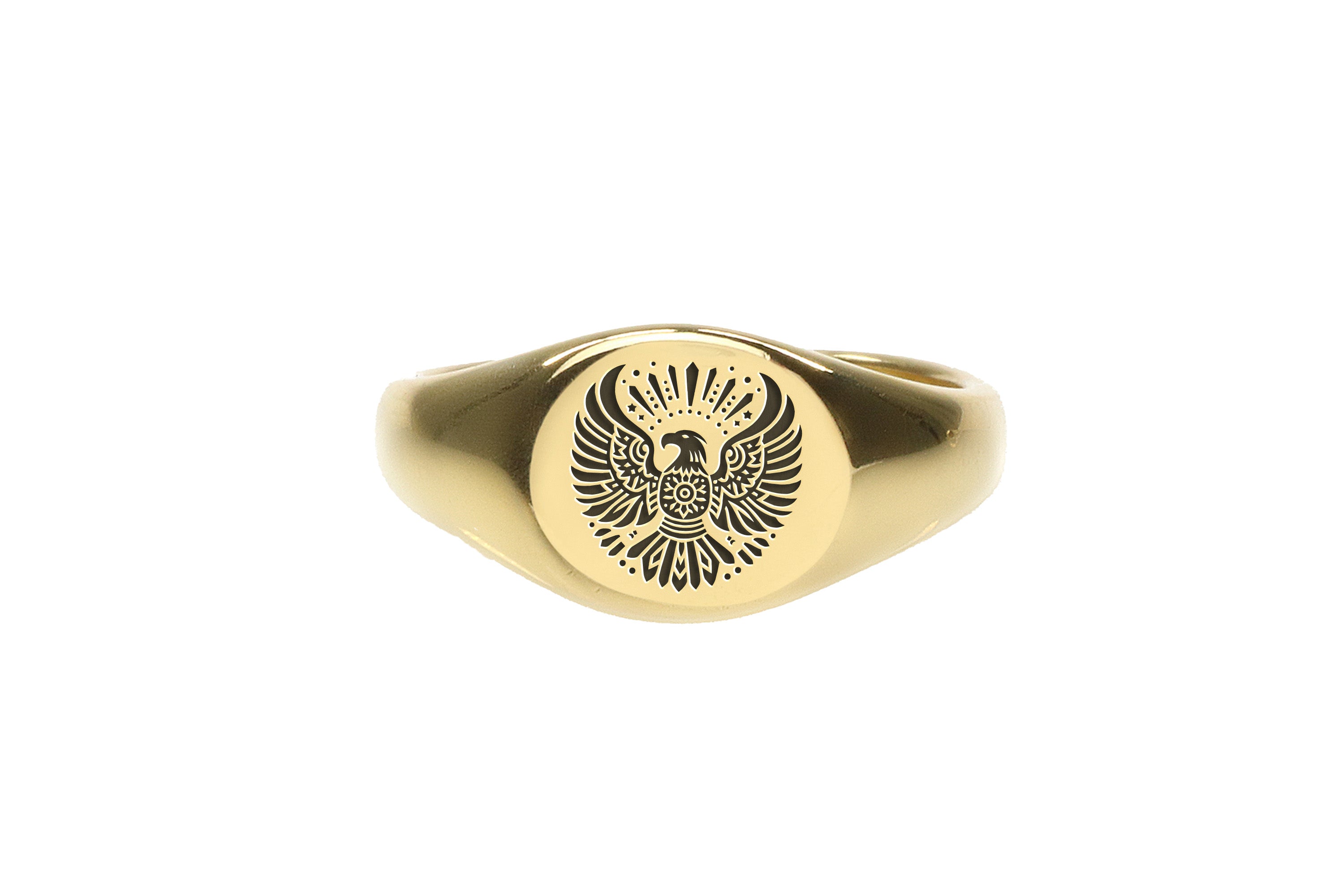 14k Gold Tribal Eagle Signet Ring