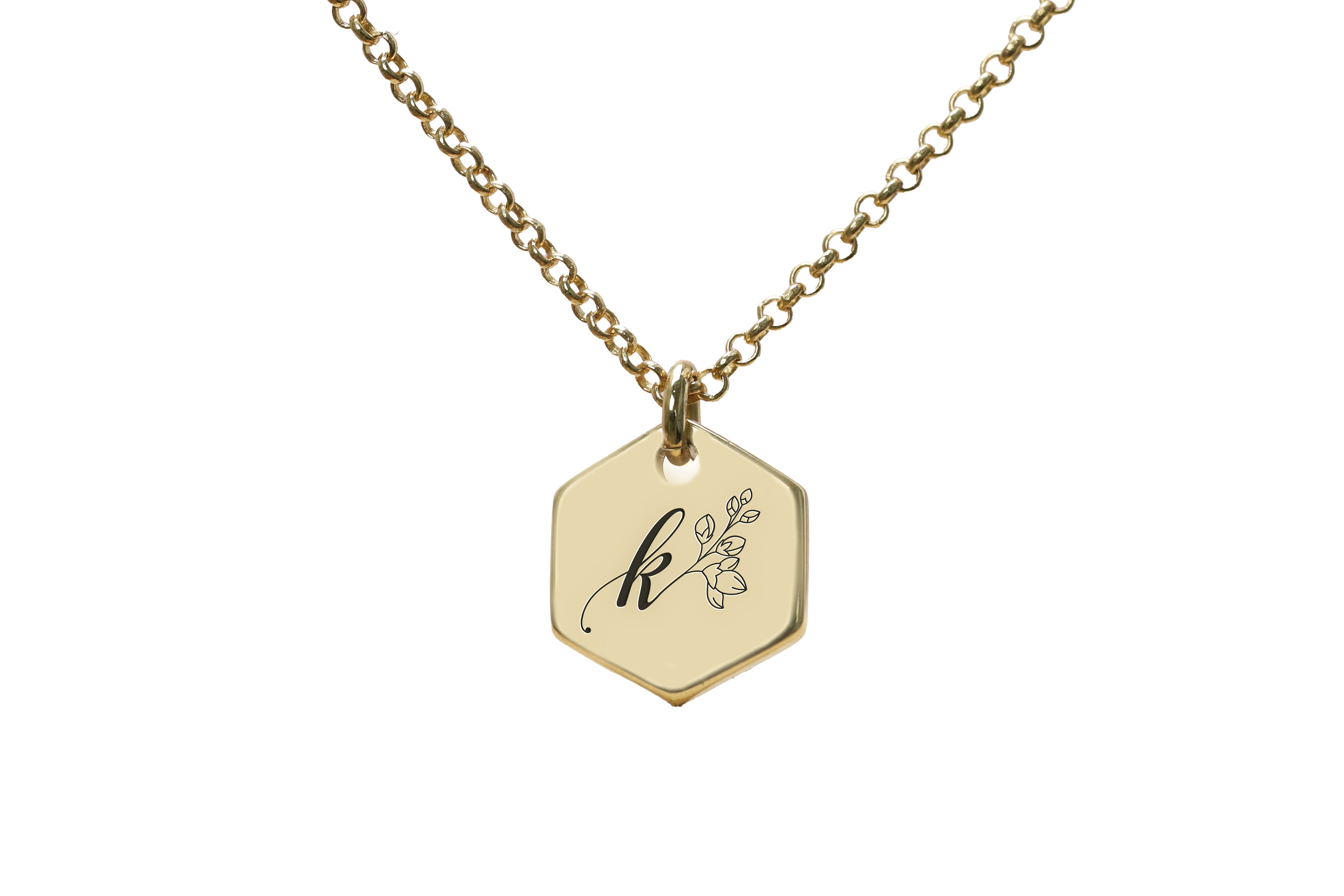 Gold Flowered Letter Necklace
