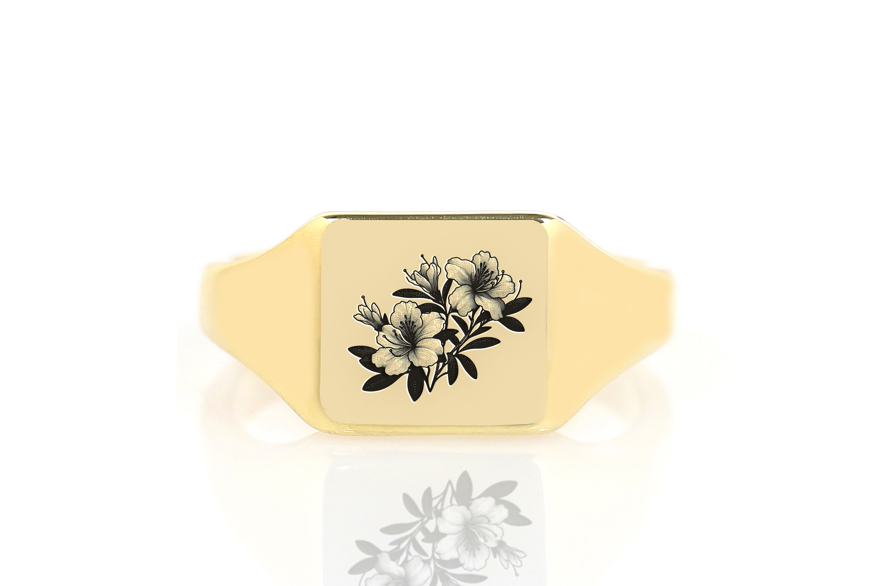 14k Gold Flower Signet Ring