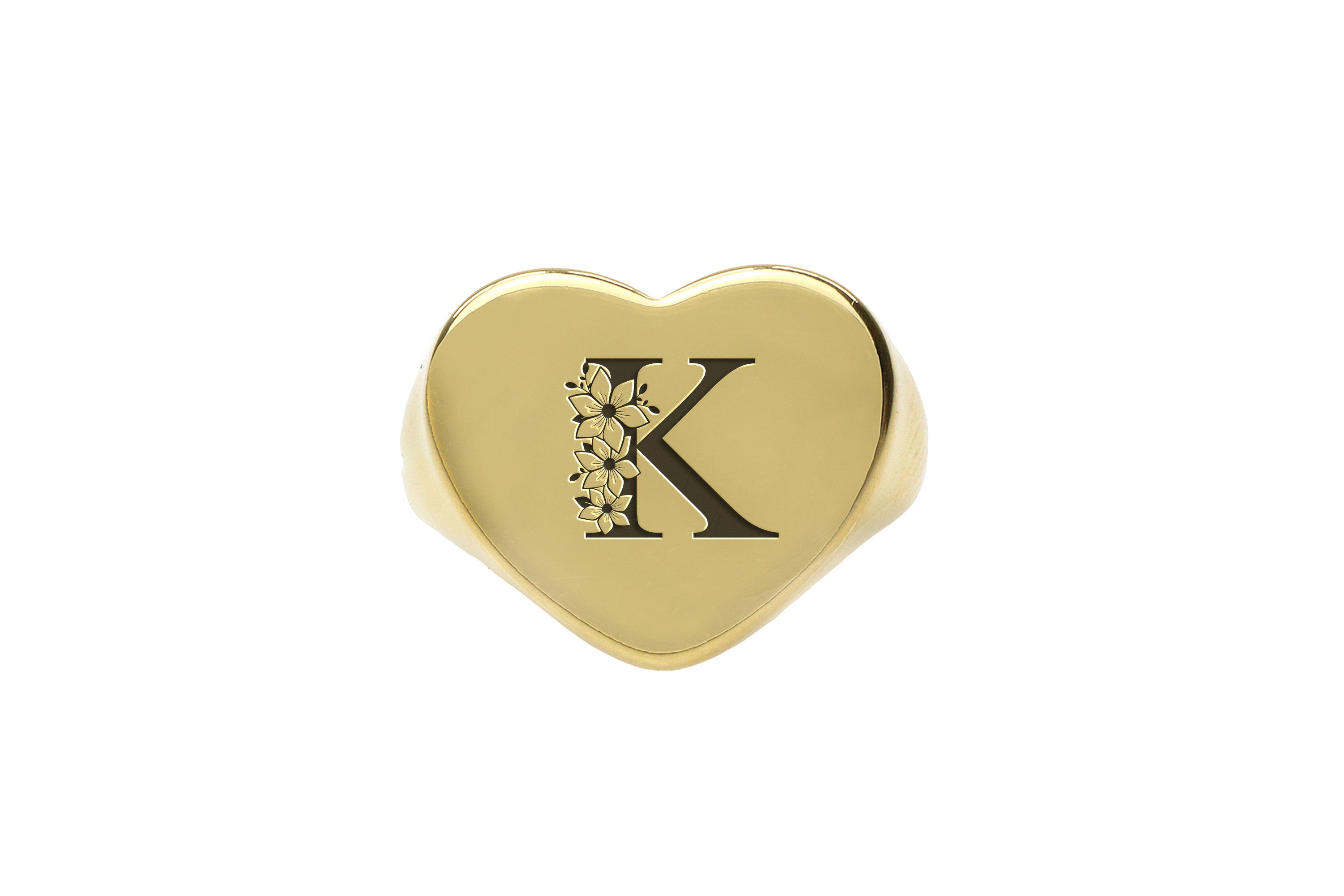 Heart Shaped Letter Gold Ring