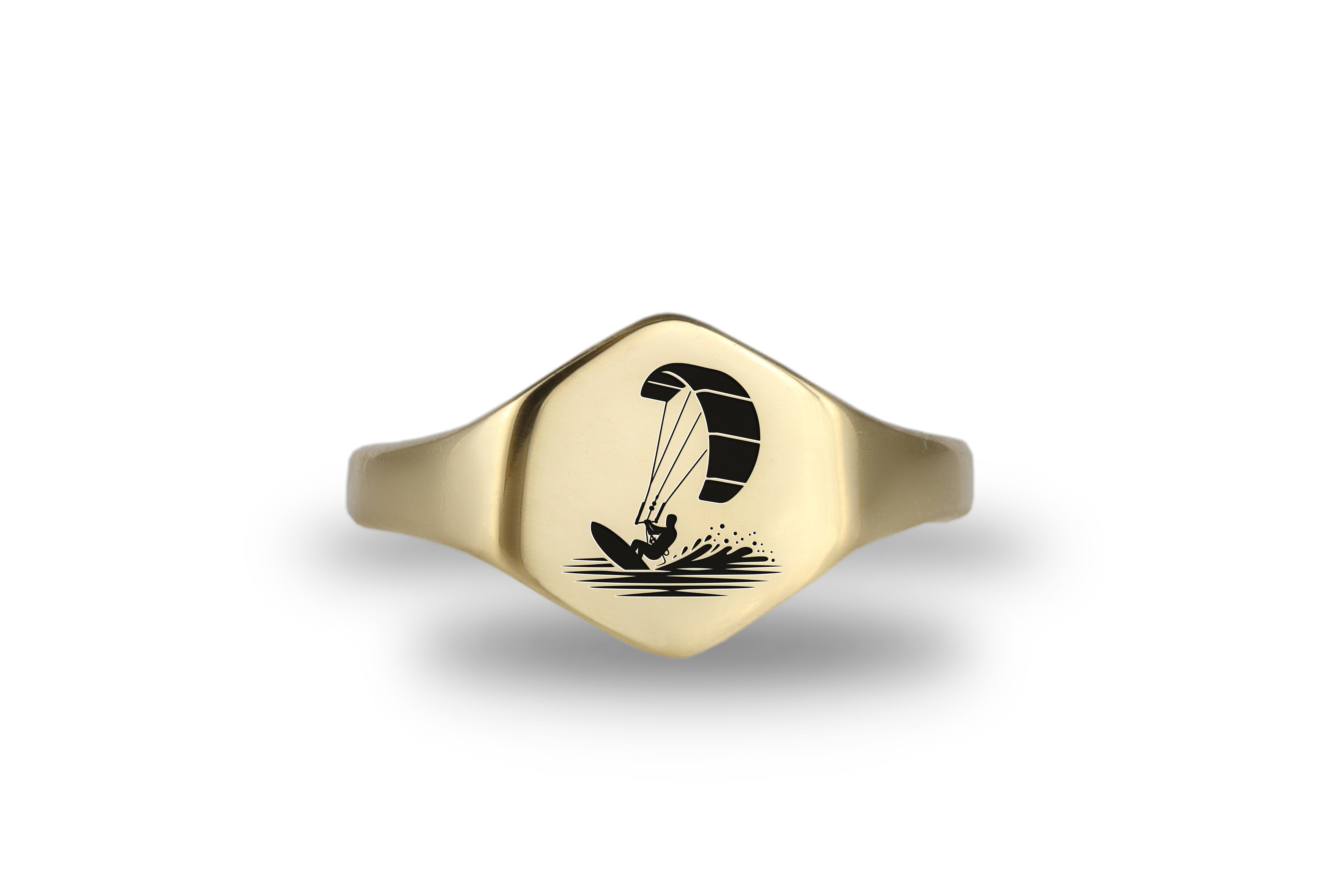 Kitesurfing Engraved Gold Ring