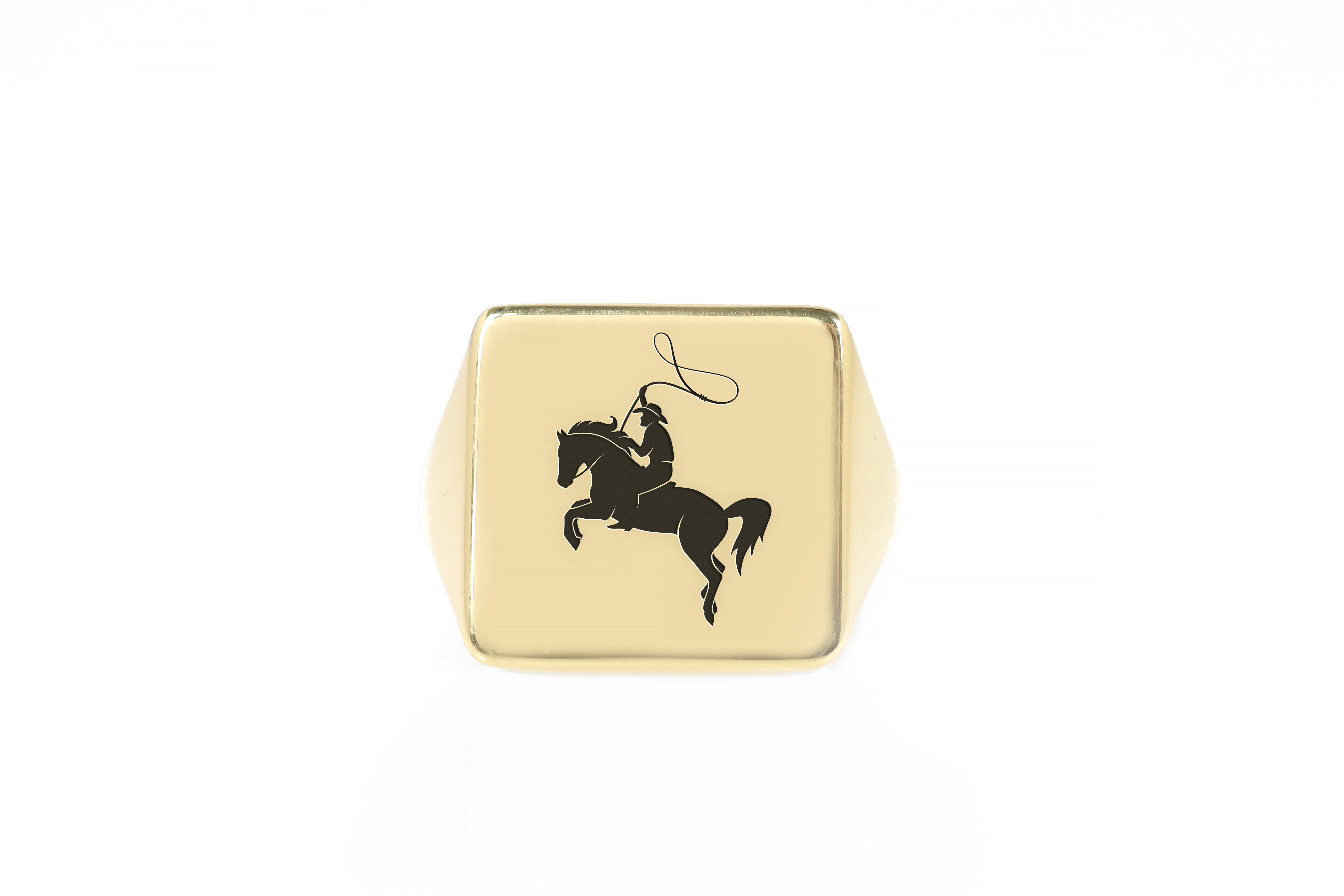 Engraved Cowboy Signet Ring