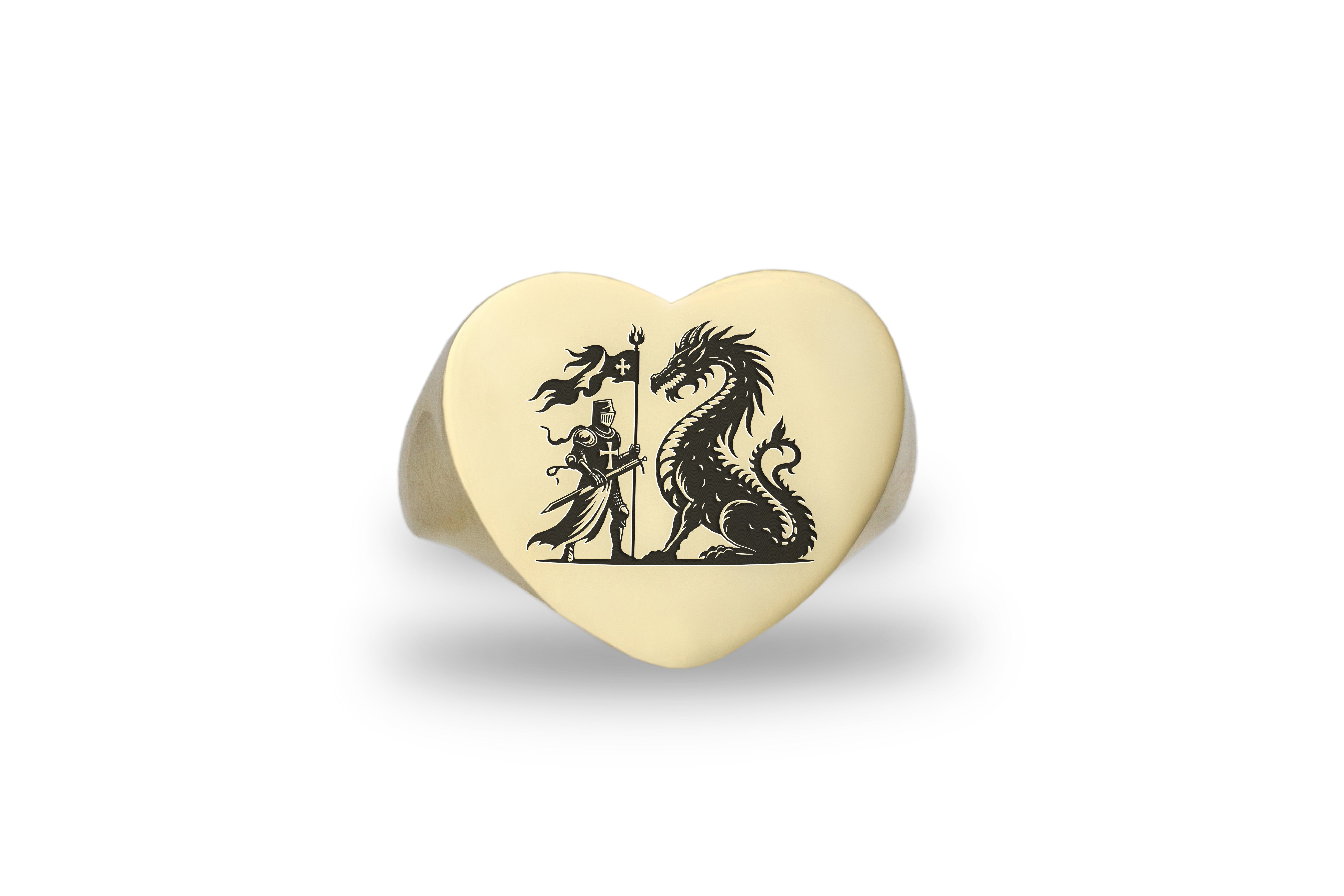 Engraved Knight Signet Ring