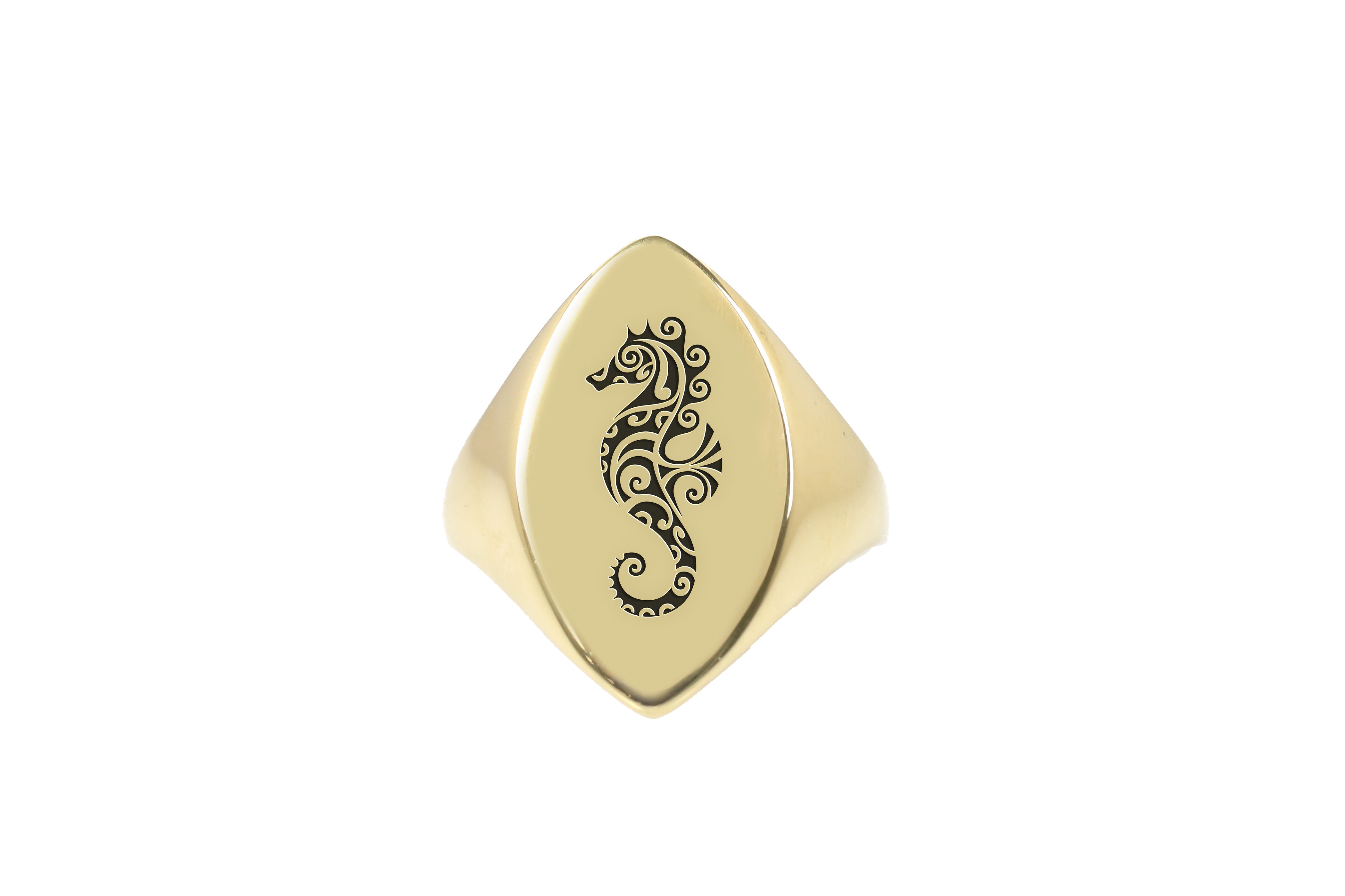 Polynesian Sea Horse Signet Ring