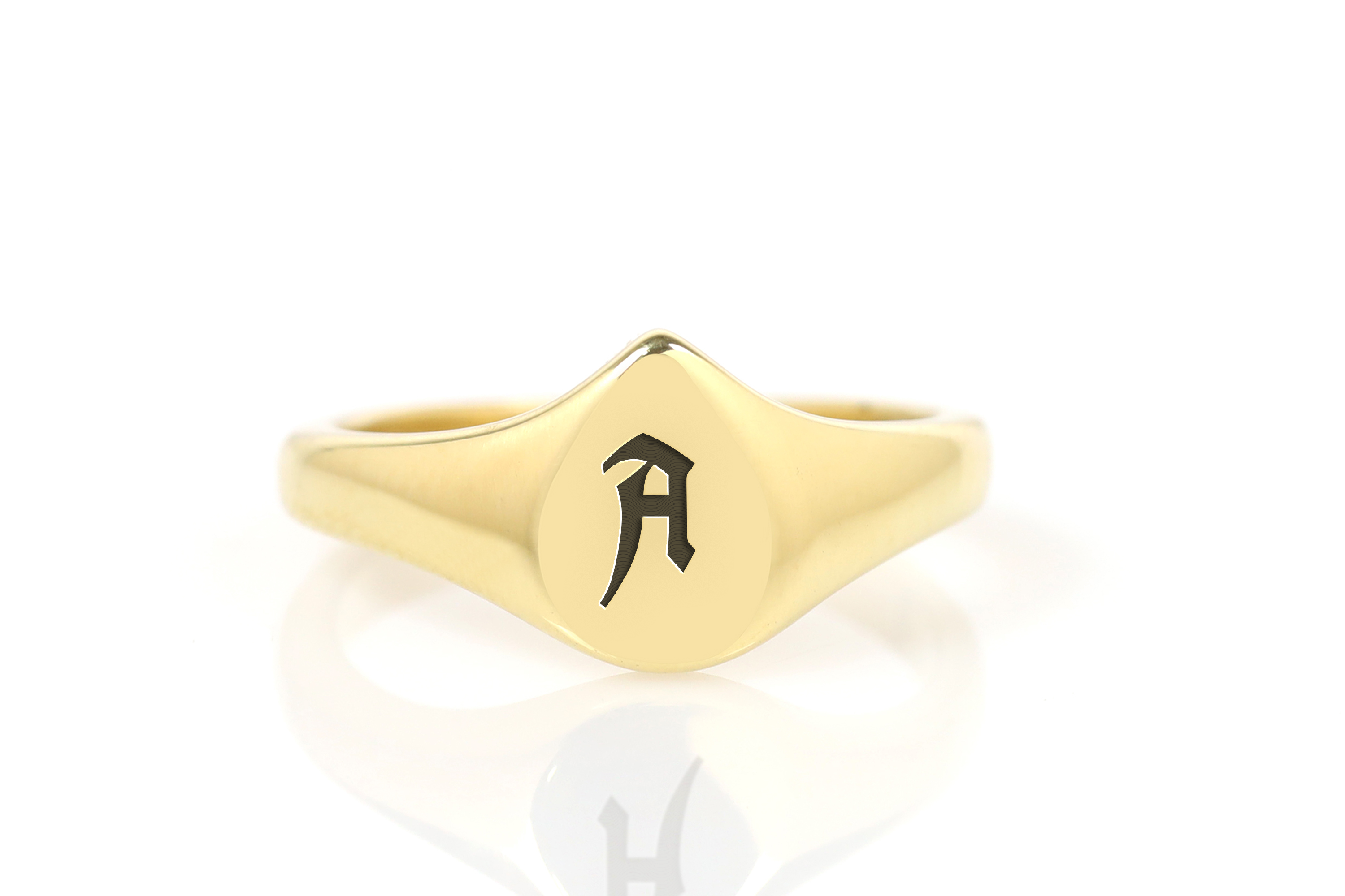 Name Initial Gold Signet Ring