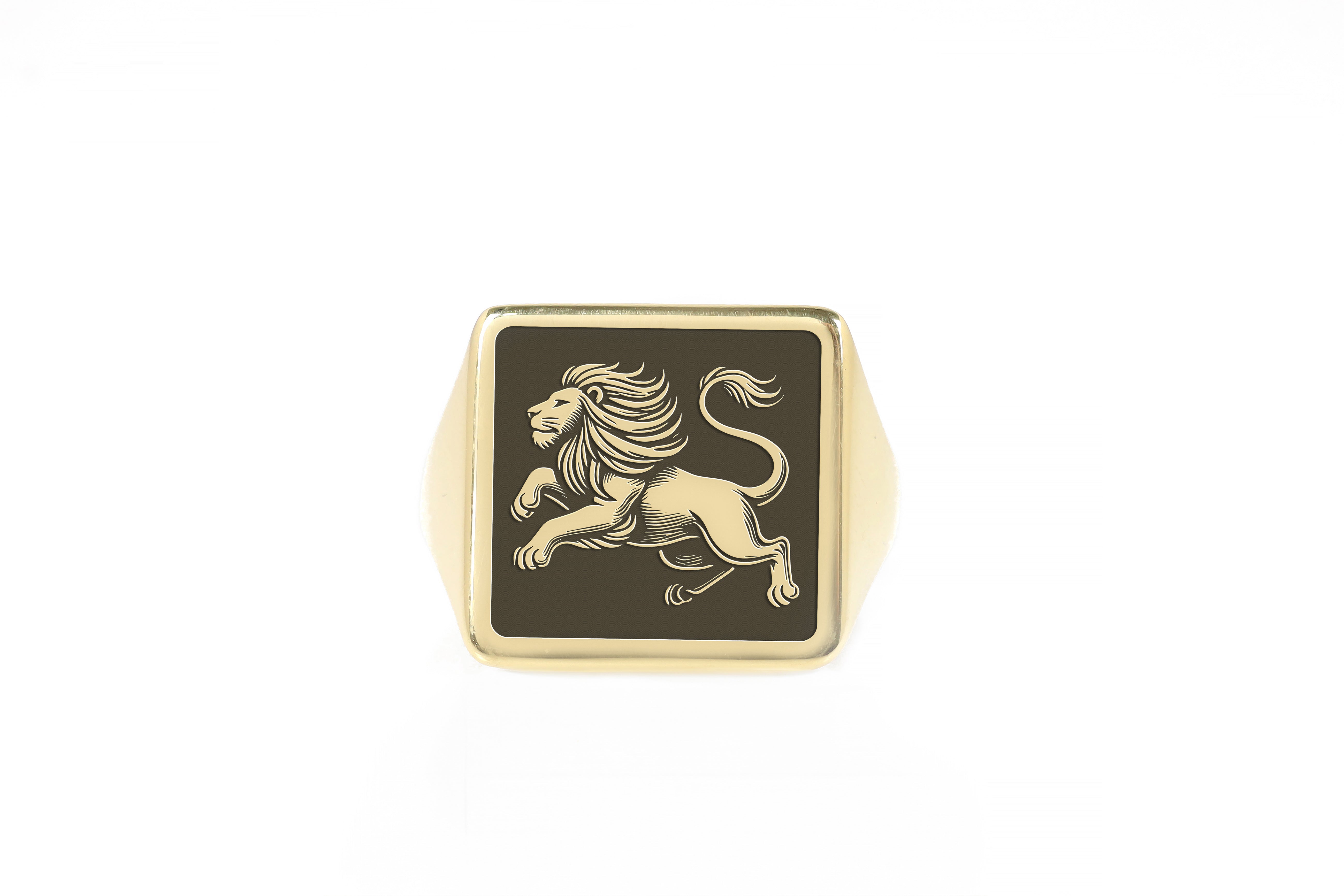 24k Gold Embossed Lion Ring