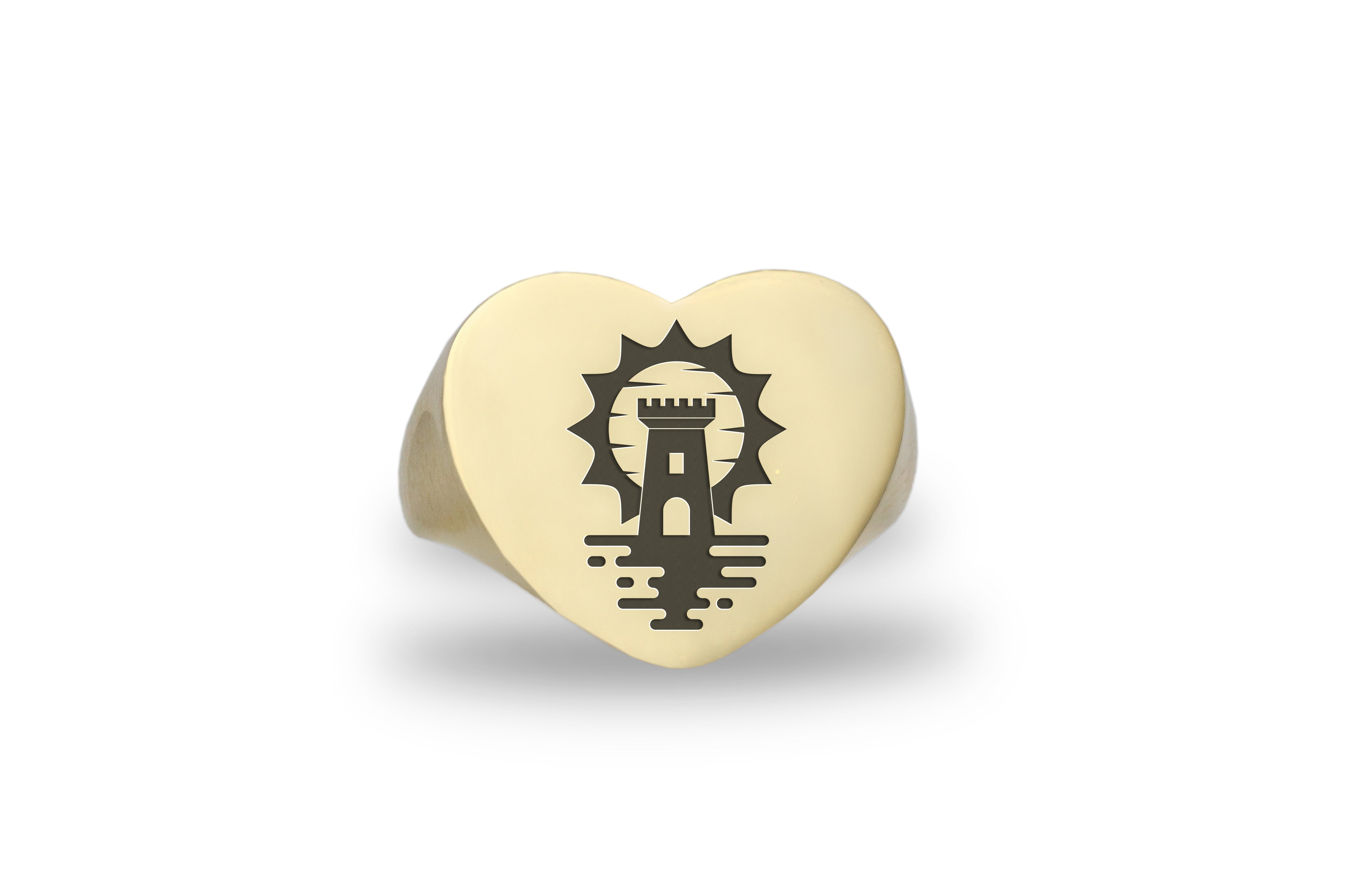 14k Gold Castle Signet Ring