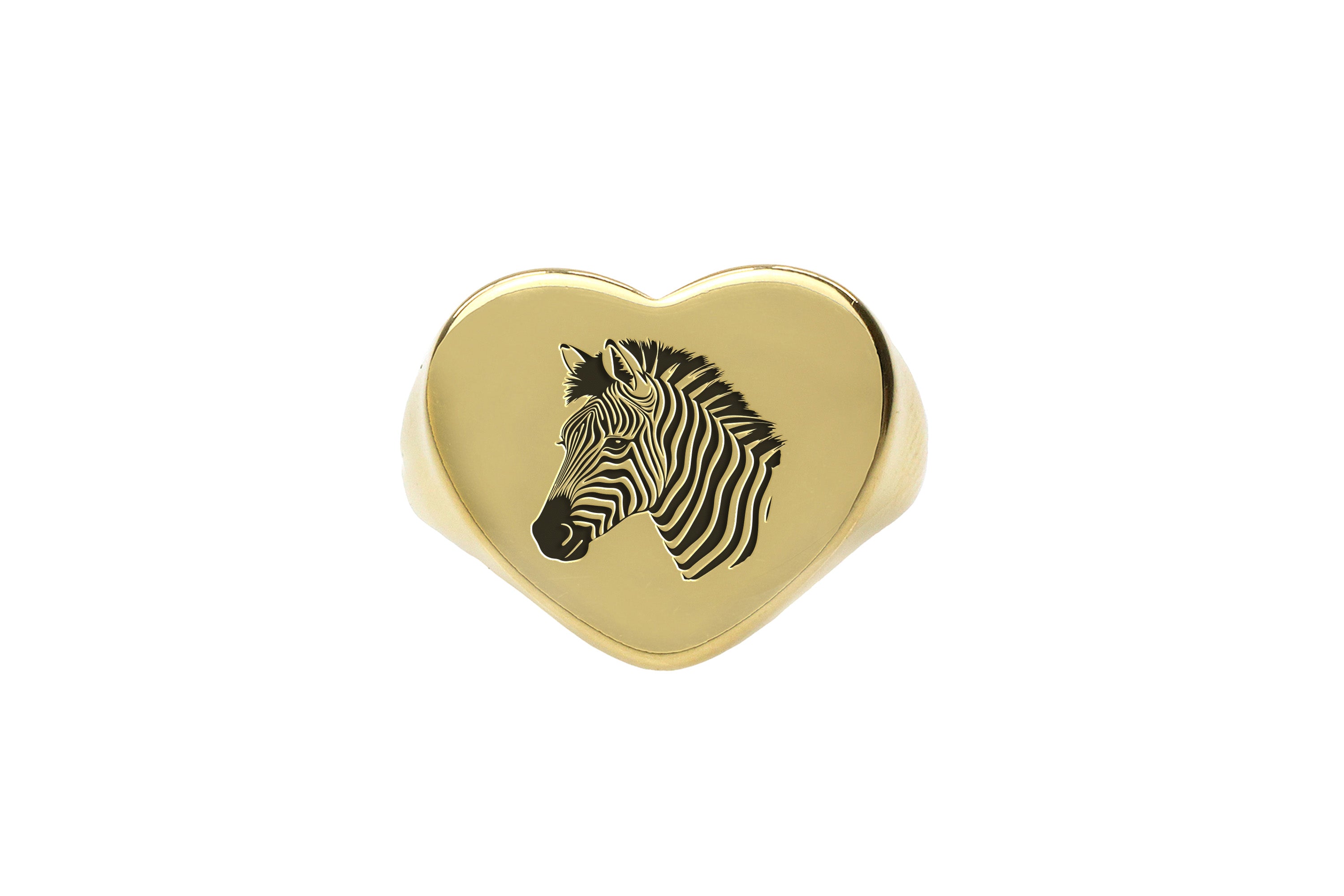 14k Gold Zebra Engraved Ring