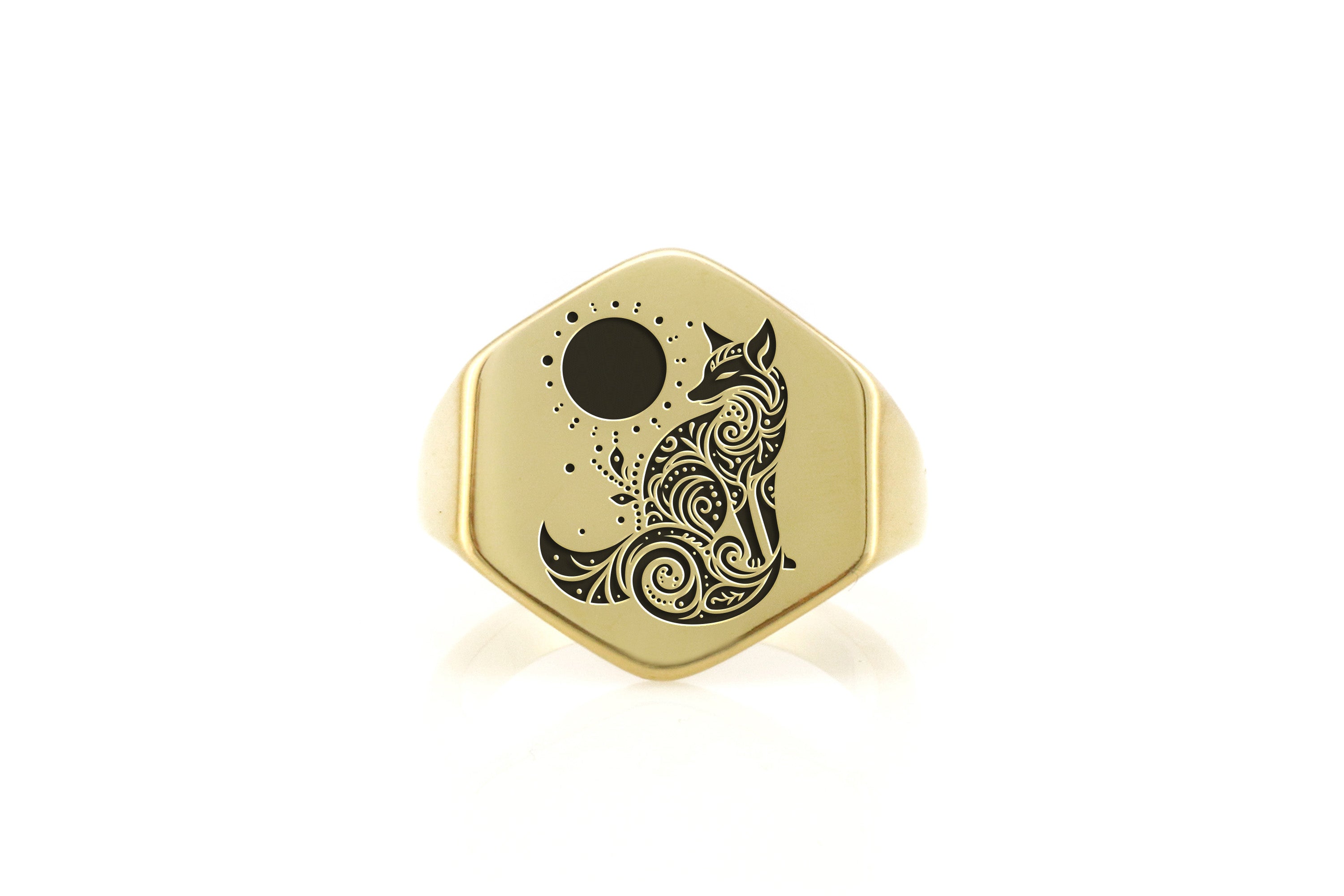 Spiritual Fox Hexagon Ring