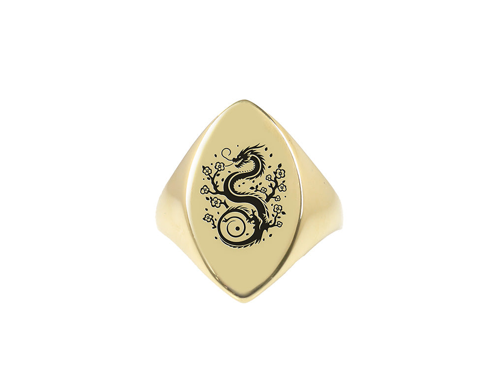 Engraved Dragon Signet Ring