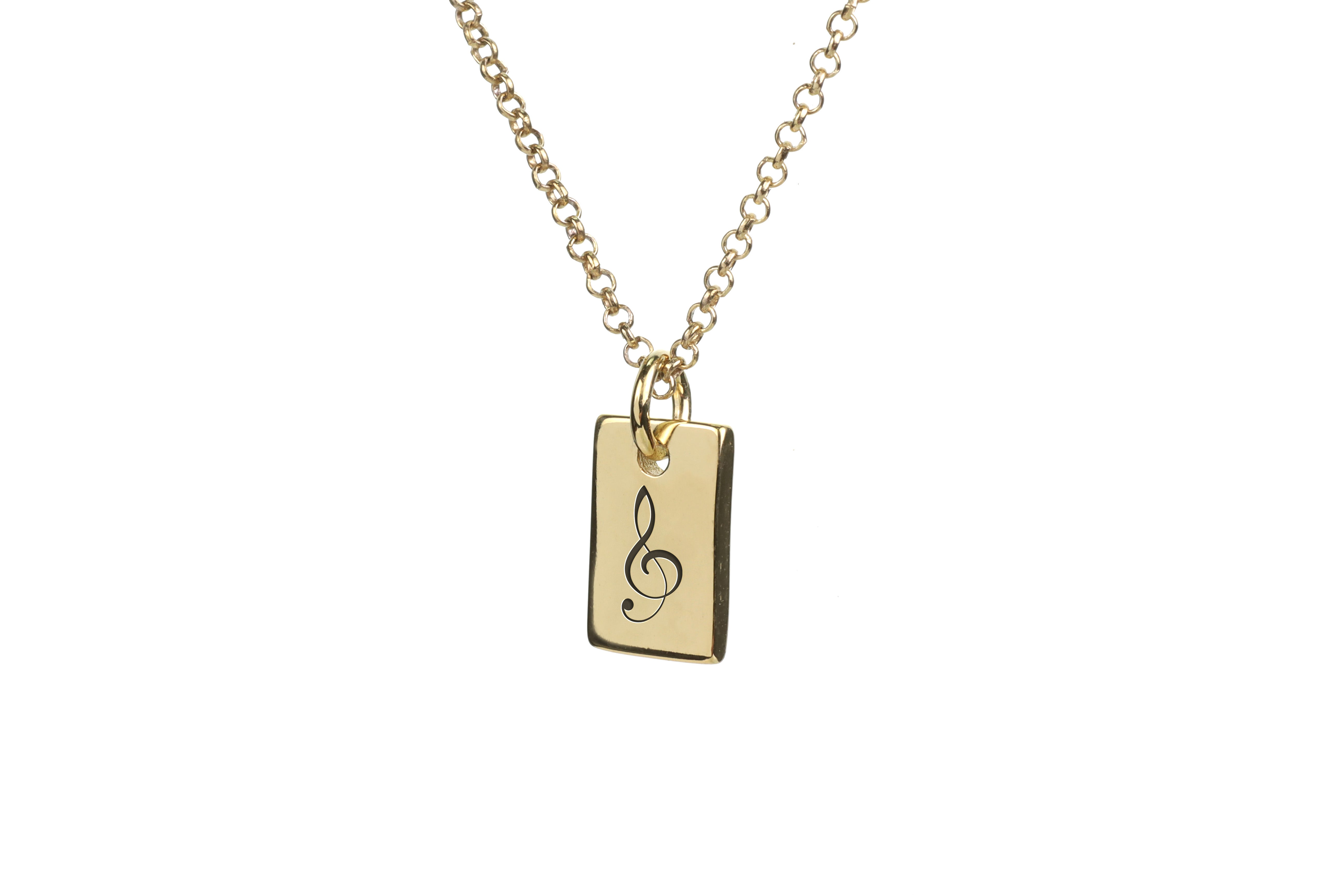 Engraved Treble Clef Signet Necklace