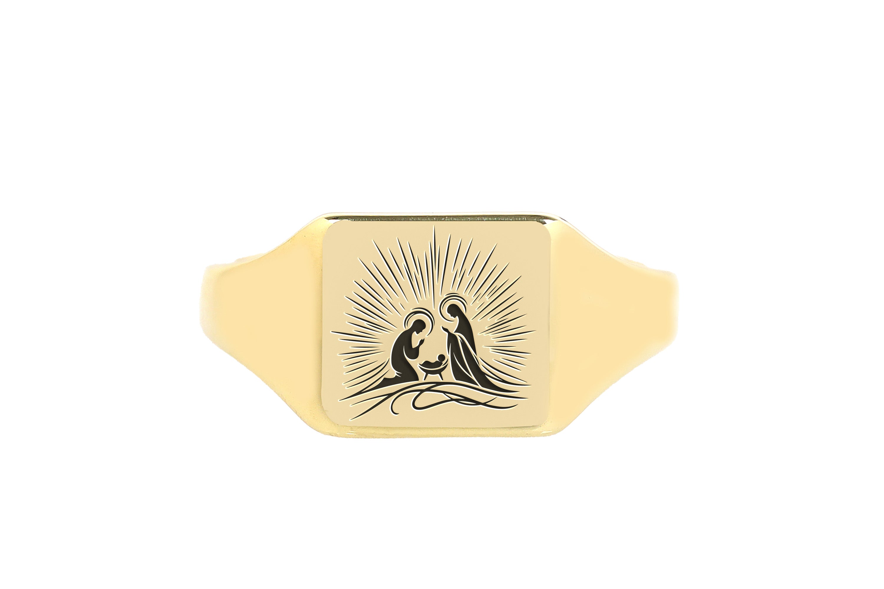 14k Gold Jesus Signet Ring