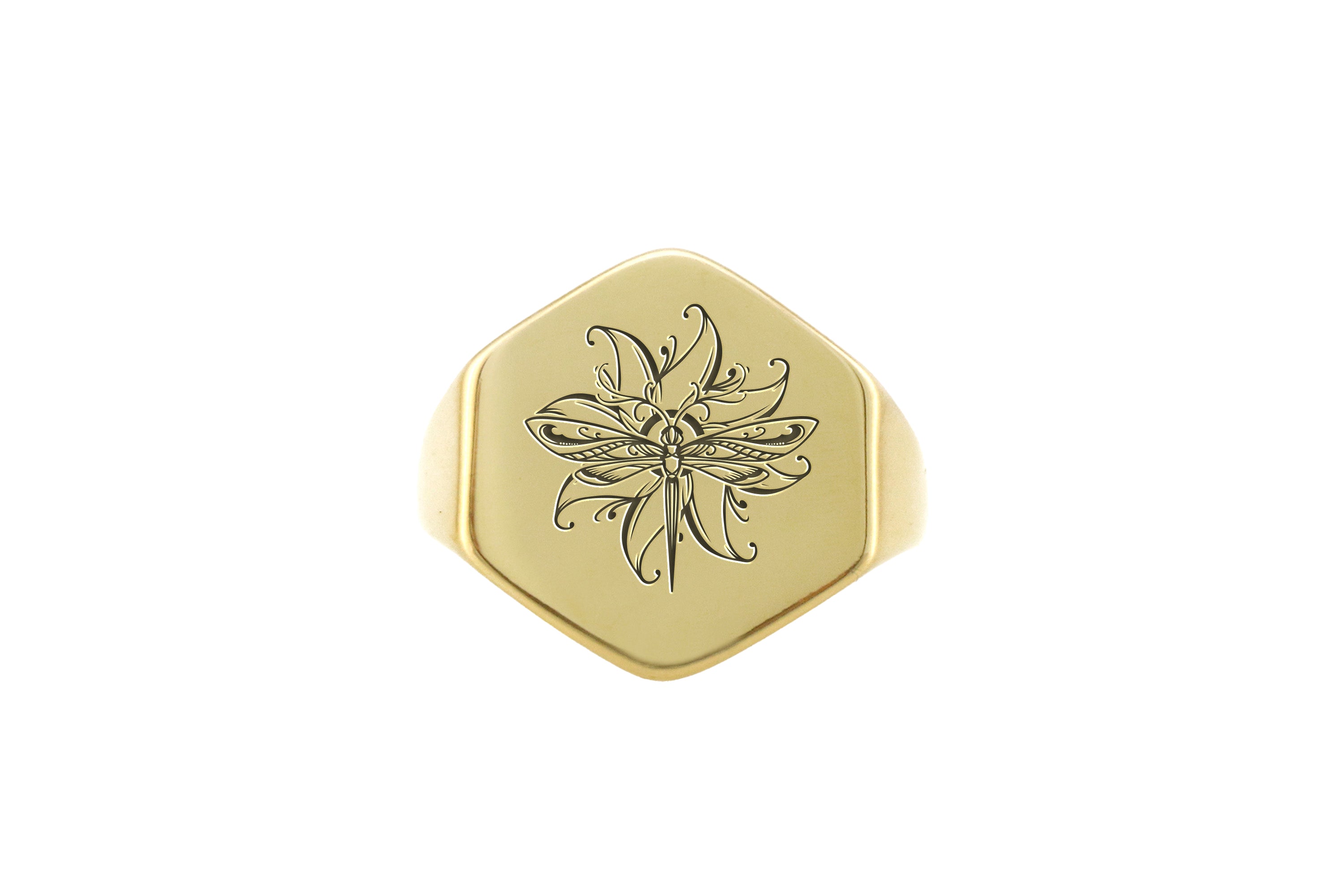 Engraved Dragon Fly Ring