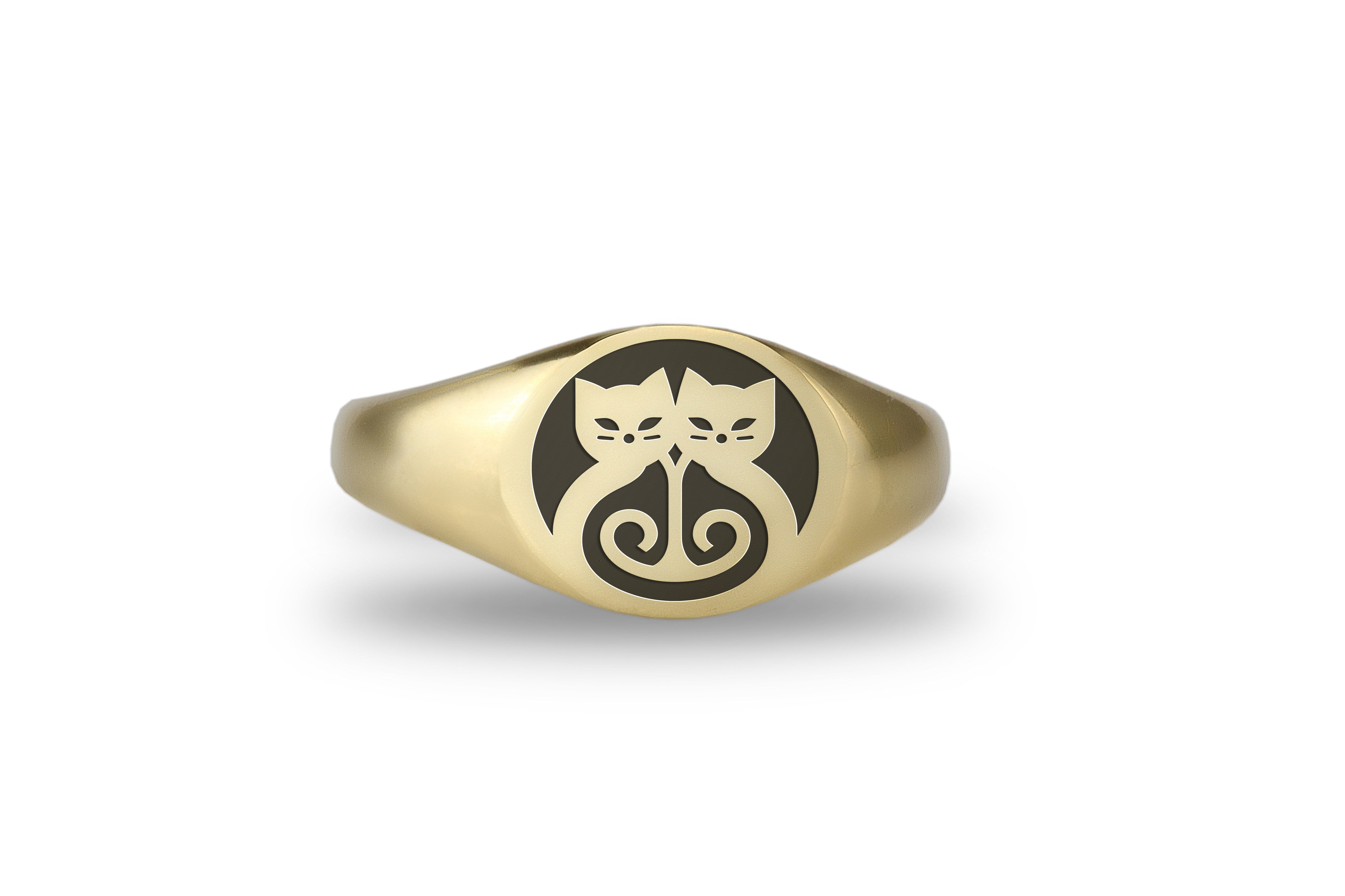 14k Gold Cats Signet Ring