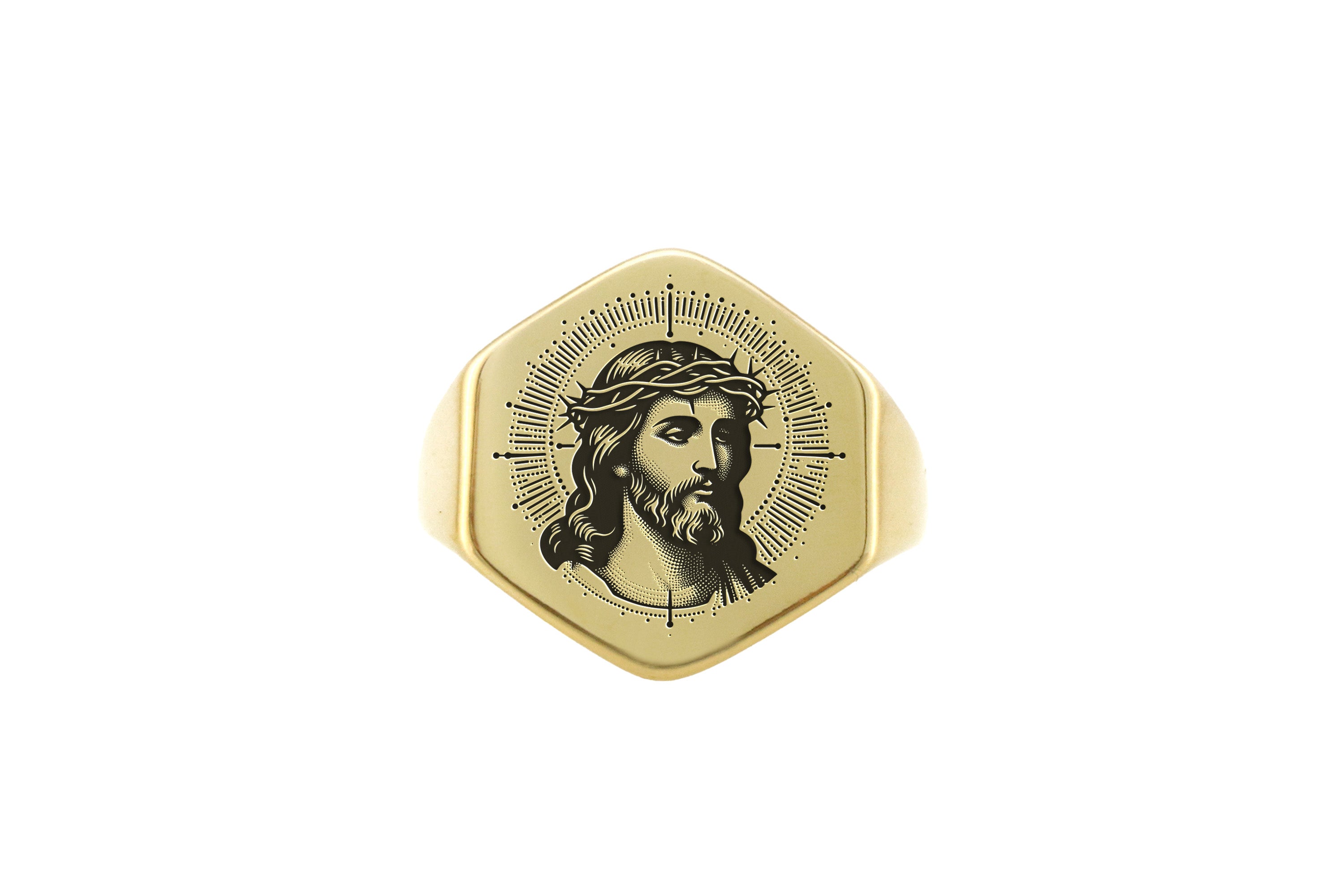 Lord Jesus Gold Signet Ring
