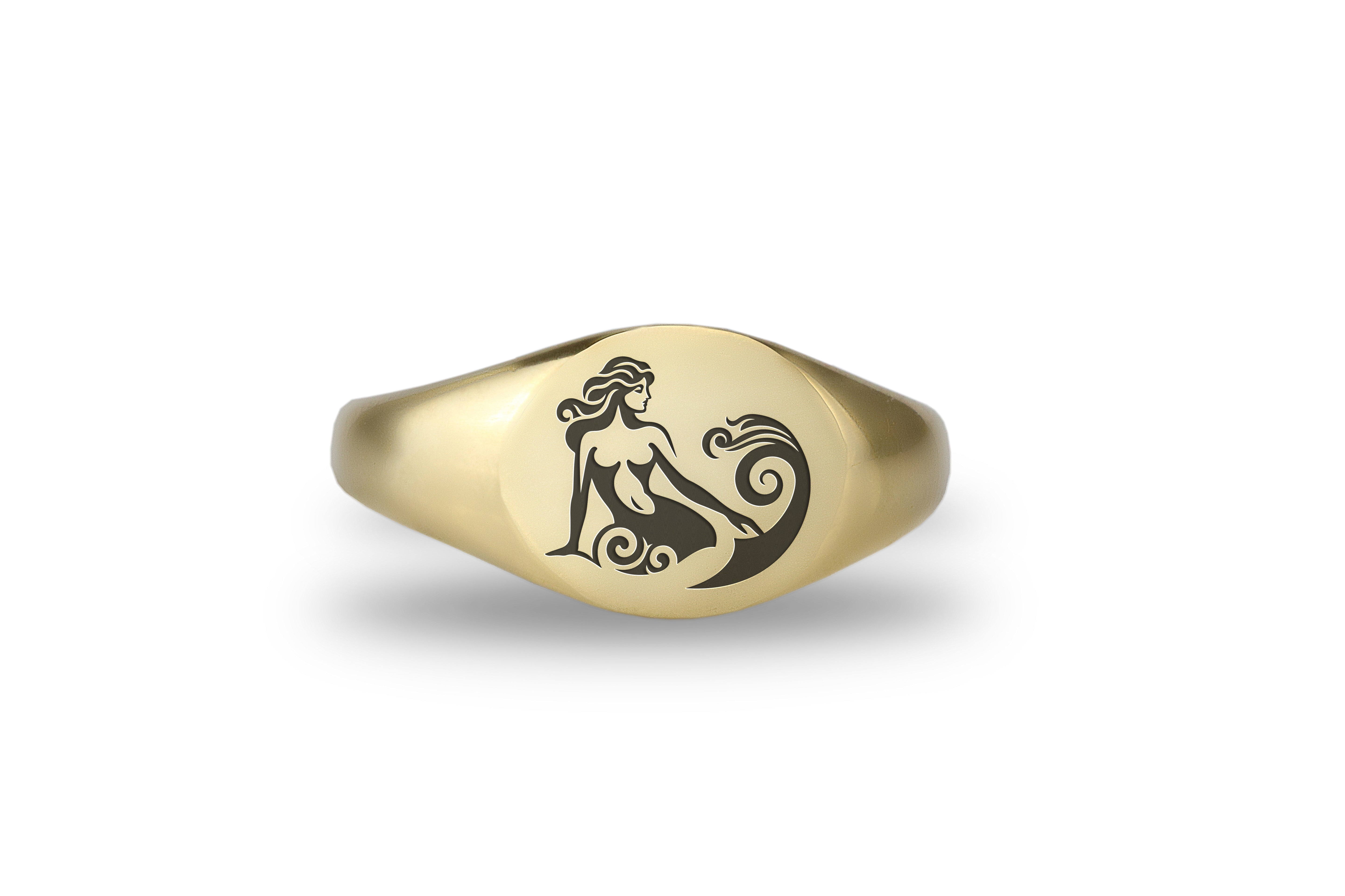 14k Gold Mermaid Signet Ring