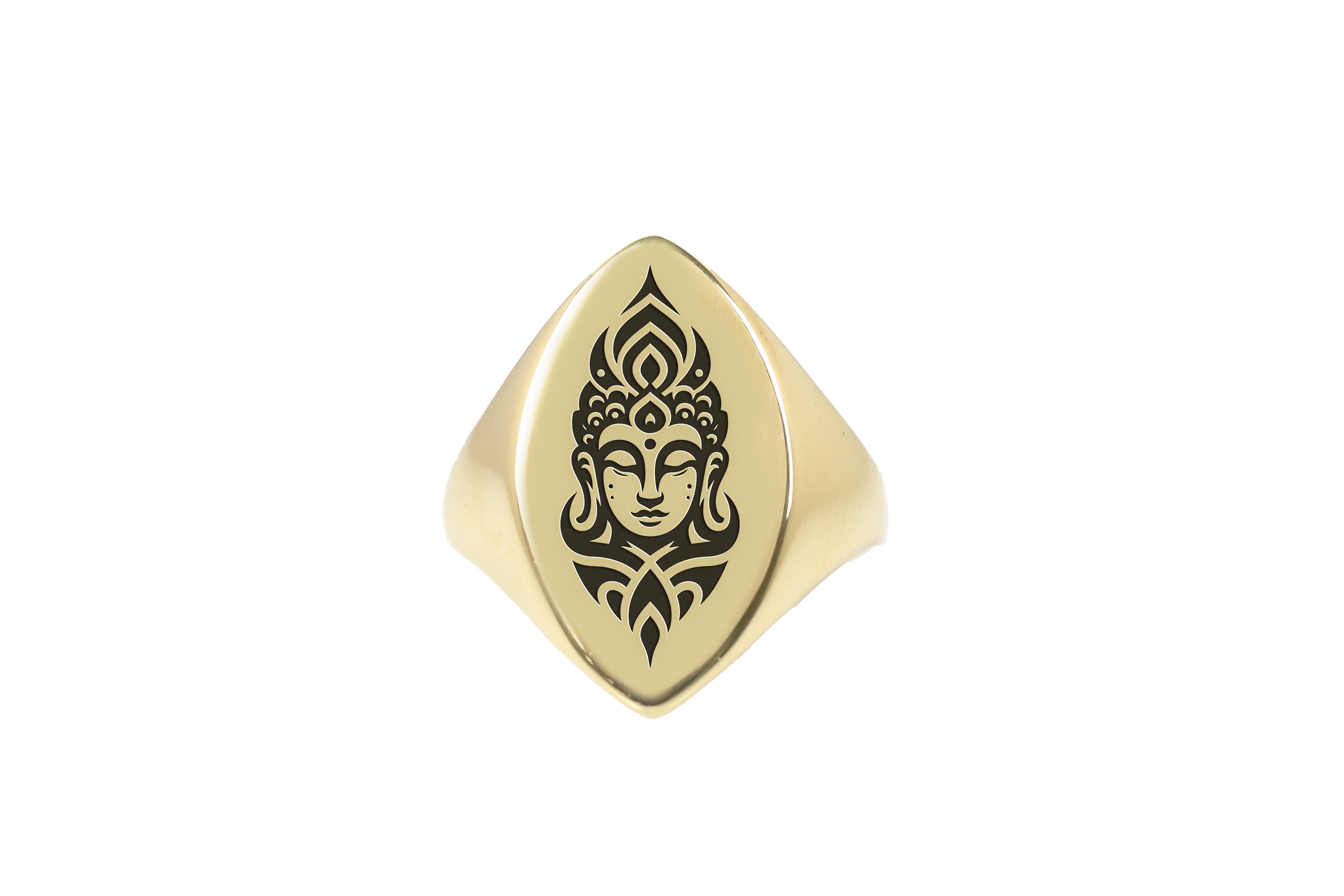 24k Gold Buddha Signet Ring