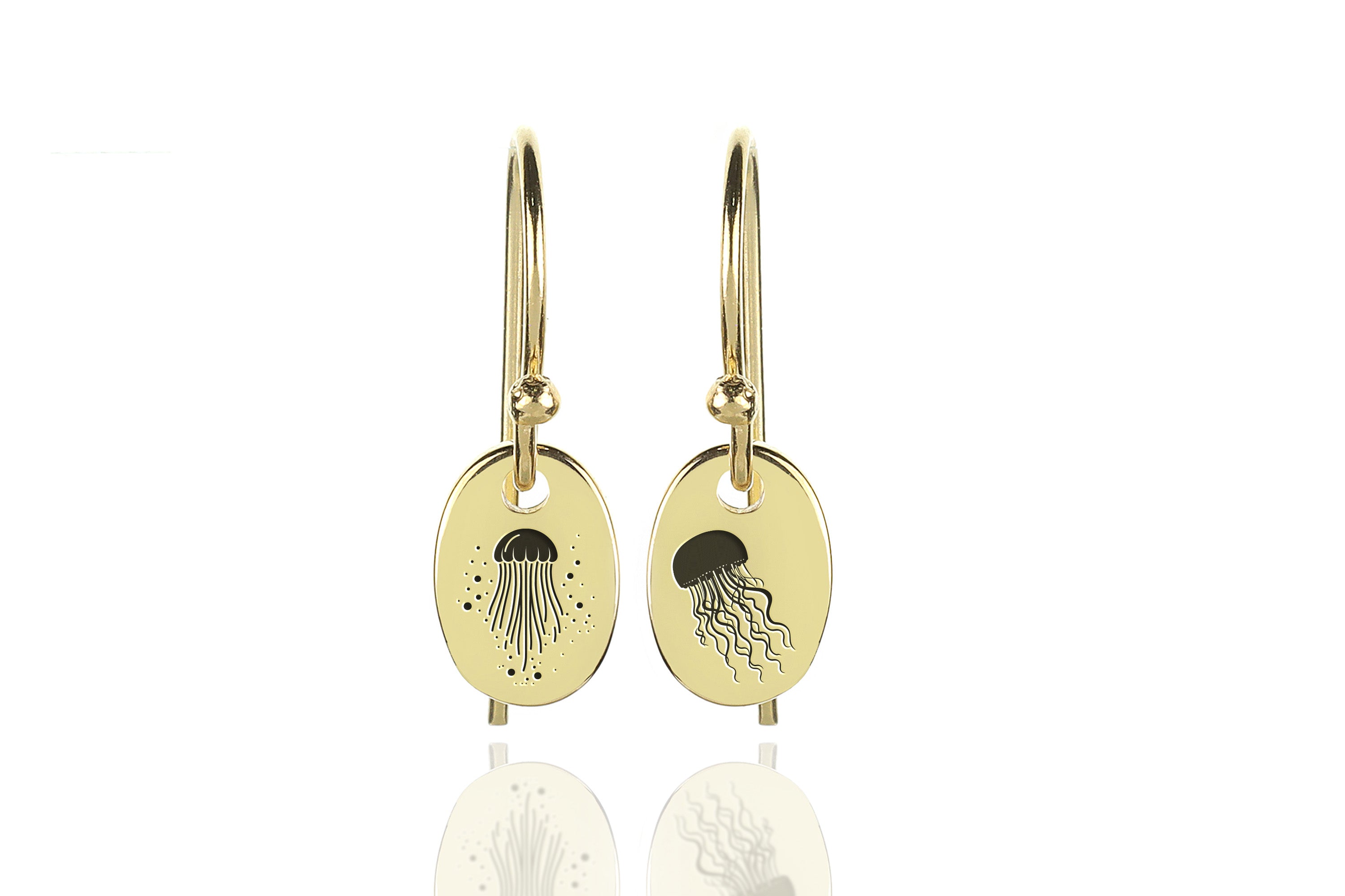 Engraved Jellyfish Earrings