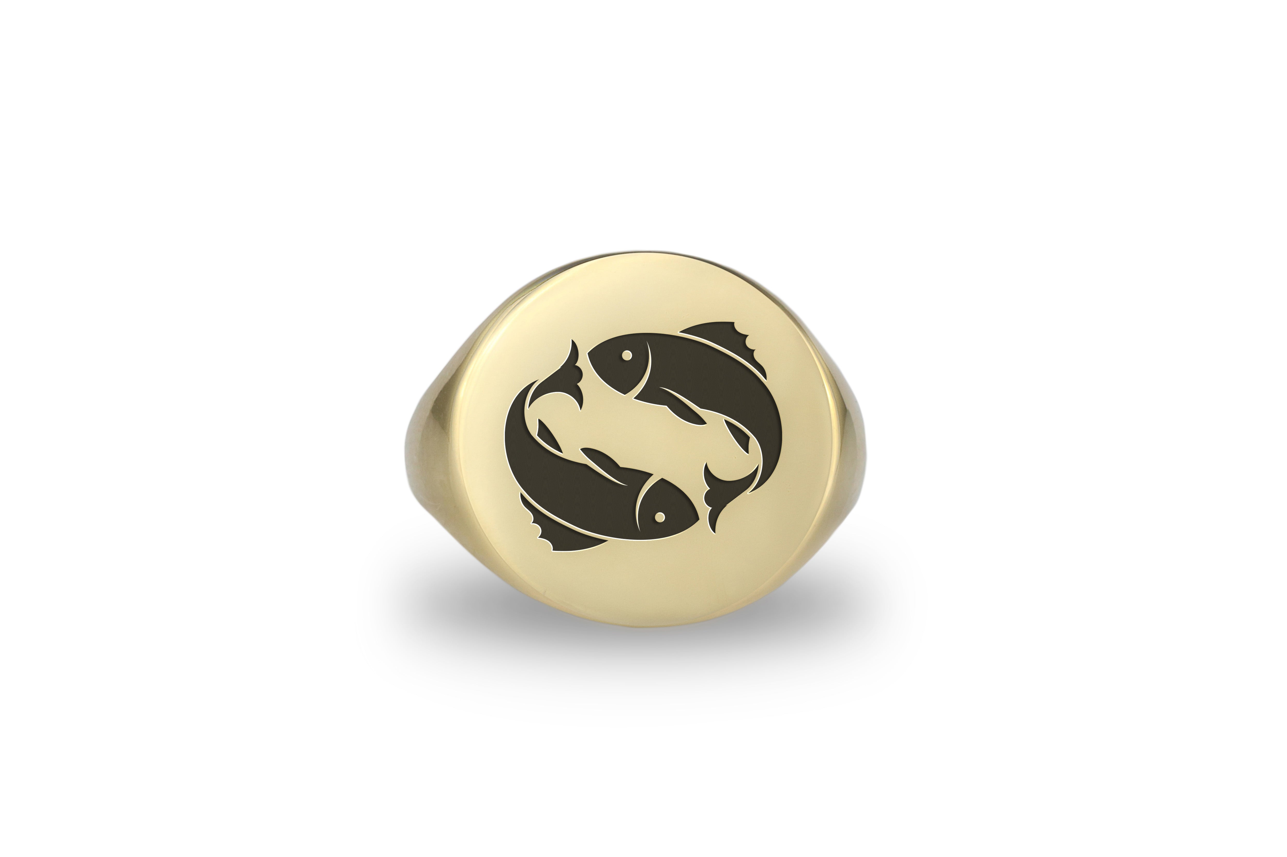 14k Gold Pisces Signet Ring