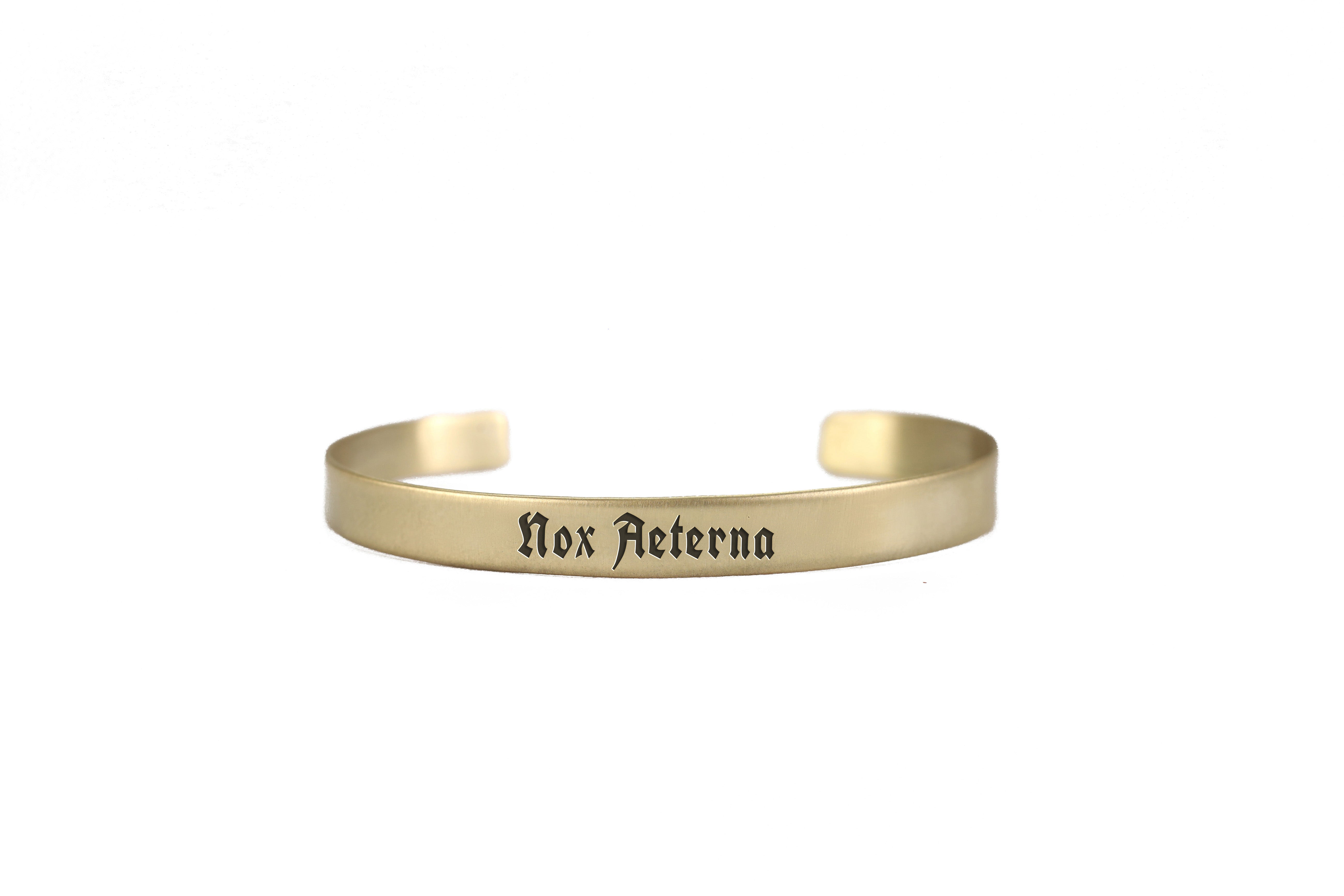 14k Gold Latin Text Bracelet