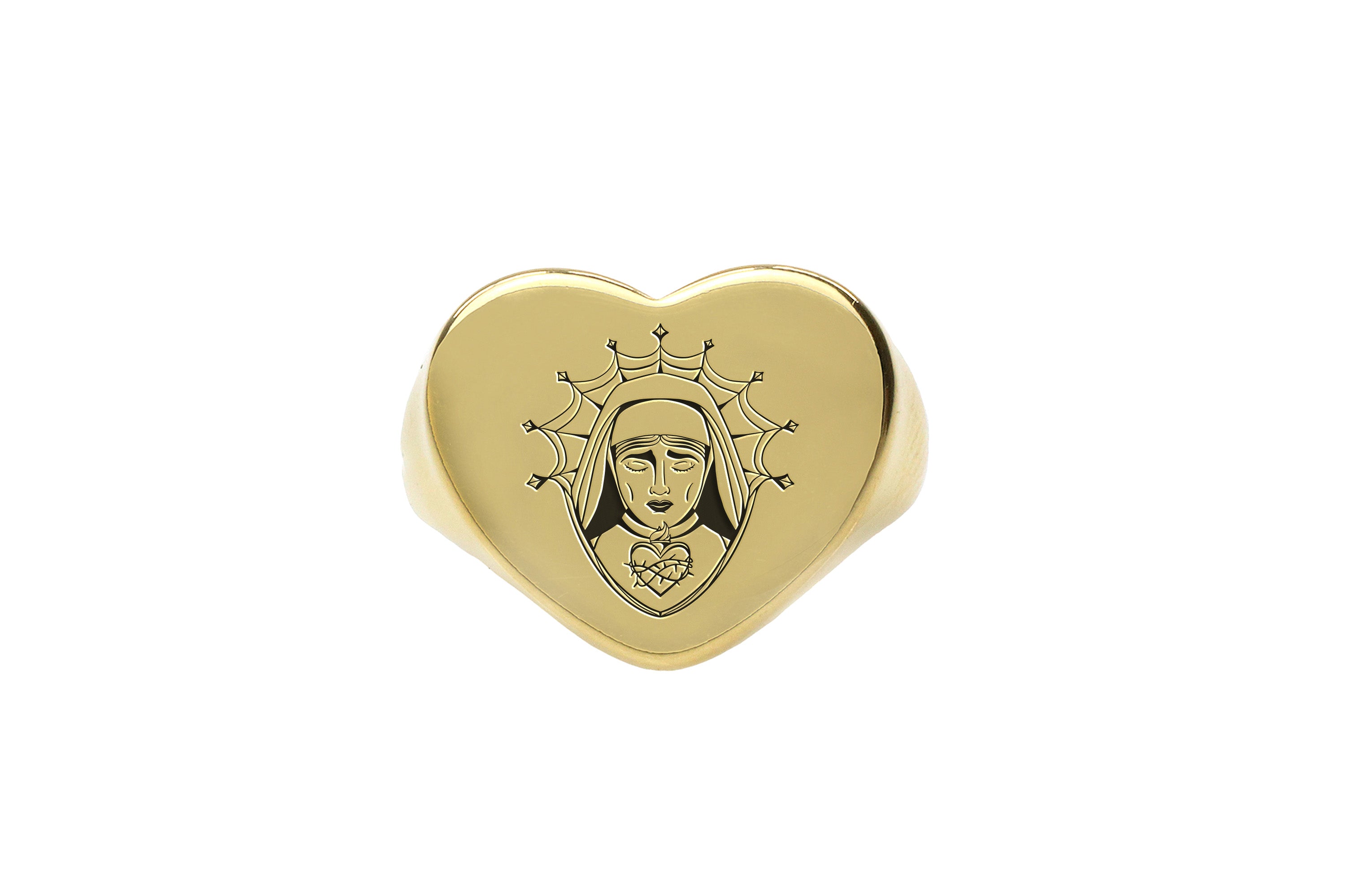 14k Gold Chicano Nun Signet Ring