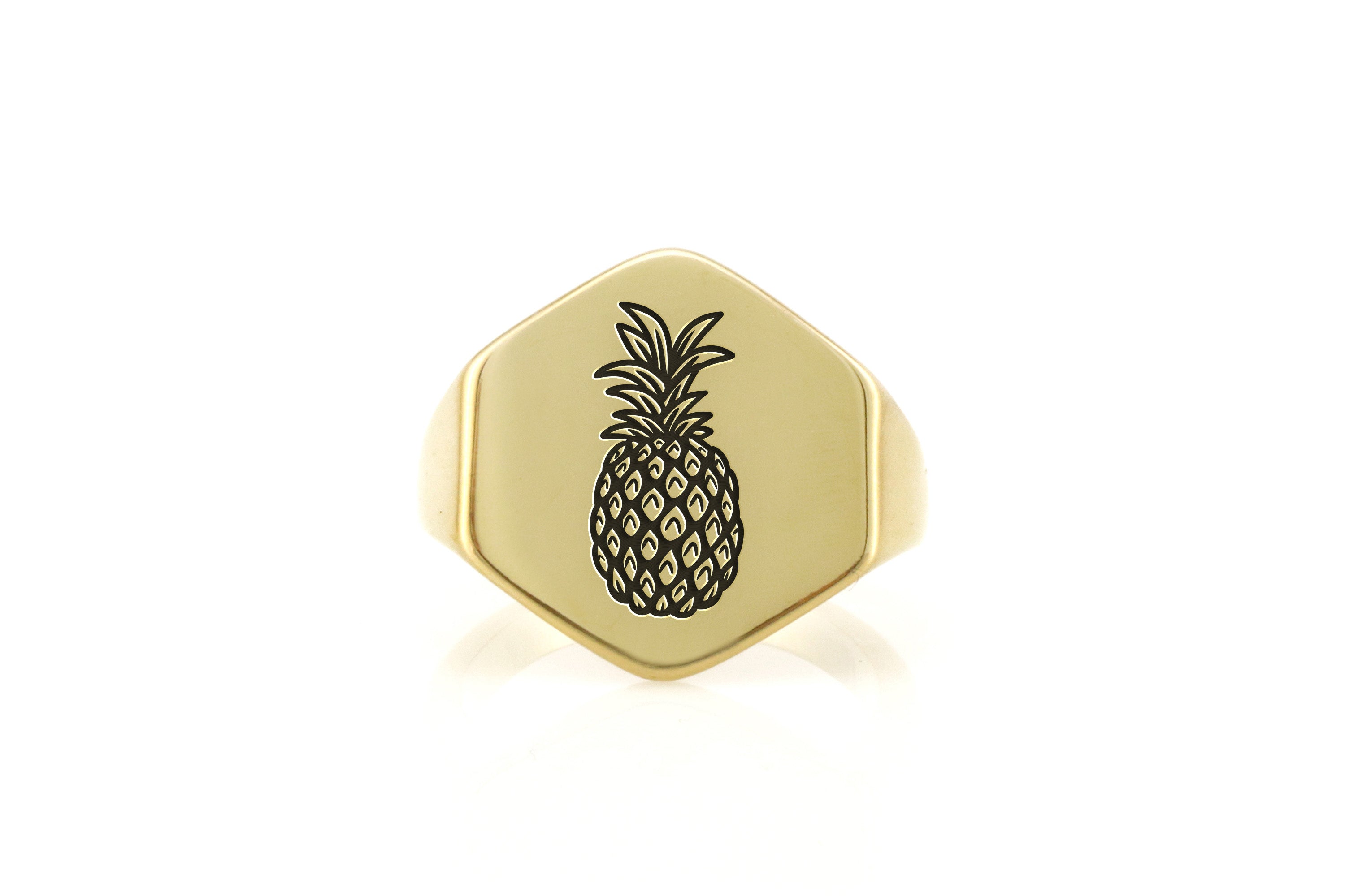14k Gold Pineapple Signet Ring