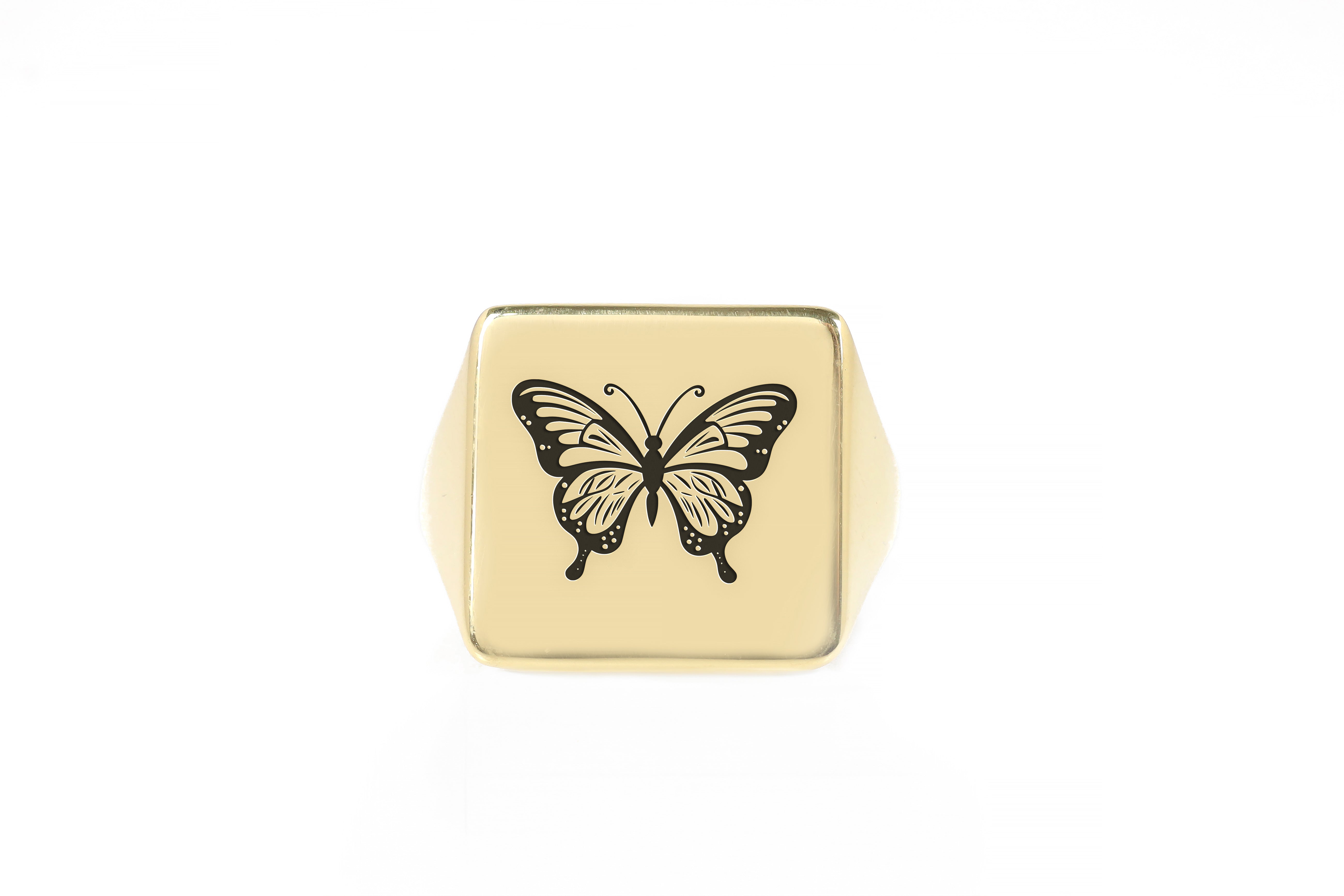 14k Gold Butterfly Signet Ring