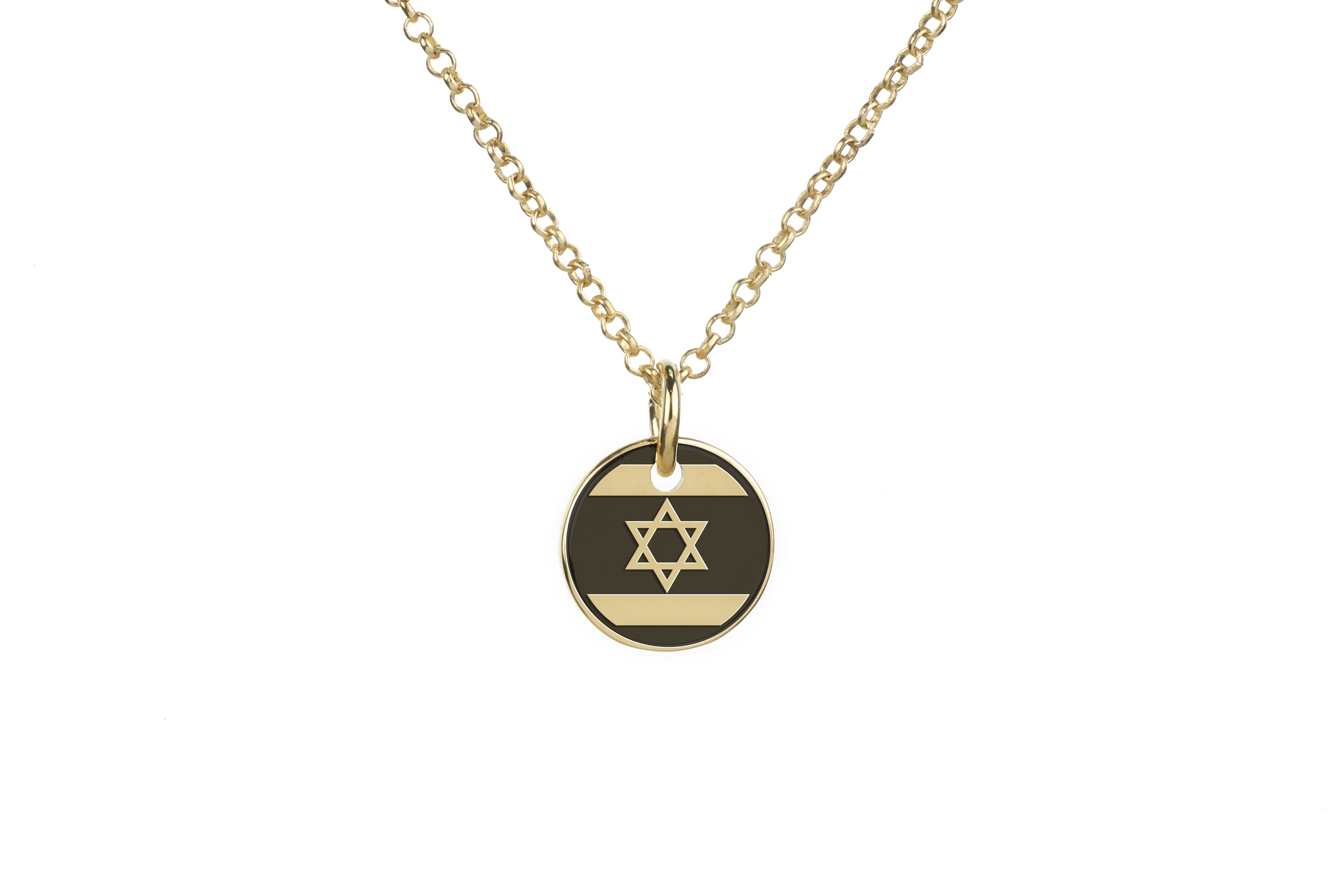 14k Gold Israel Flag Signet Necklace