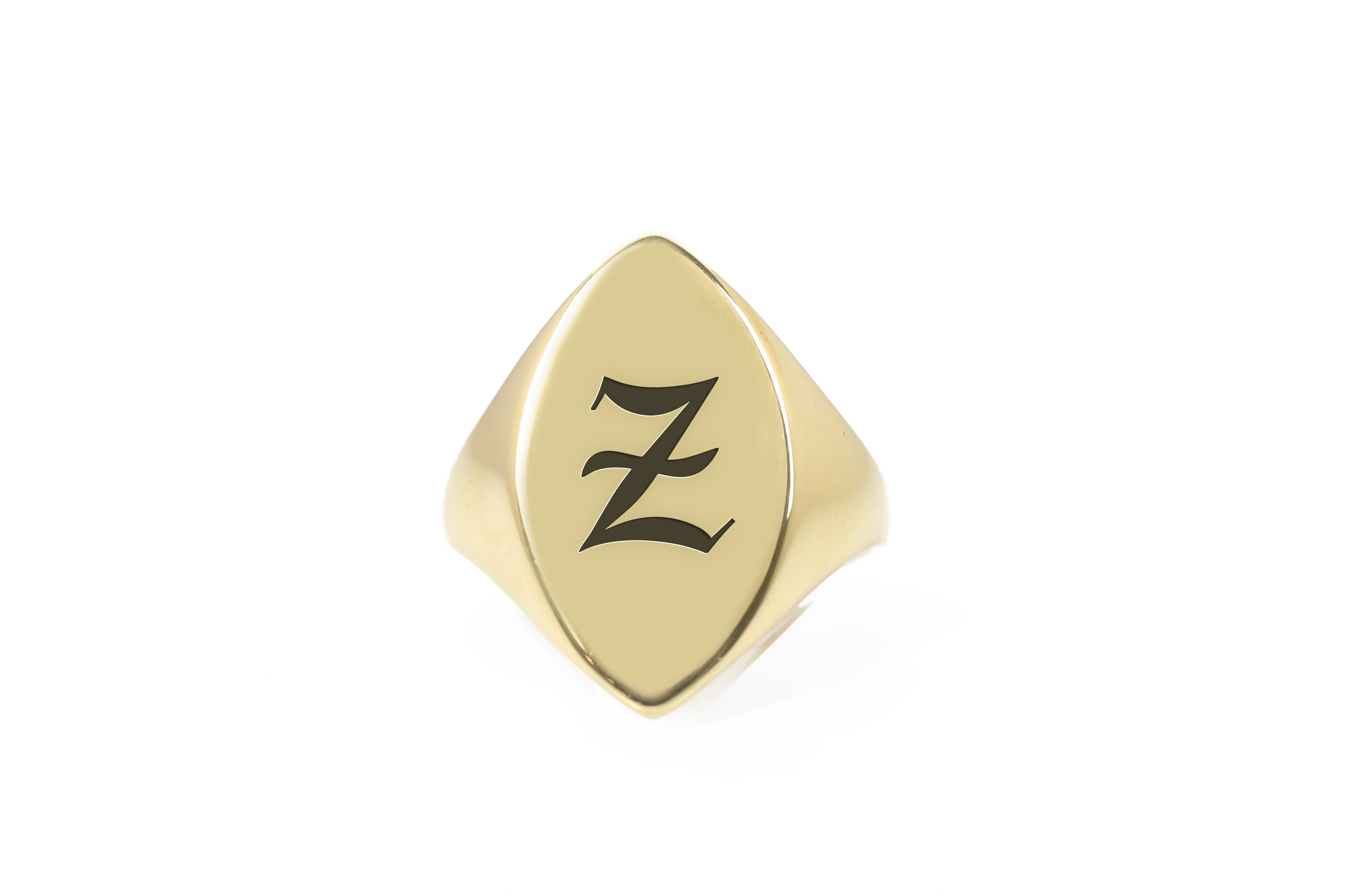 Engraved Gothic Letter Ring
