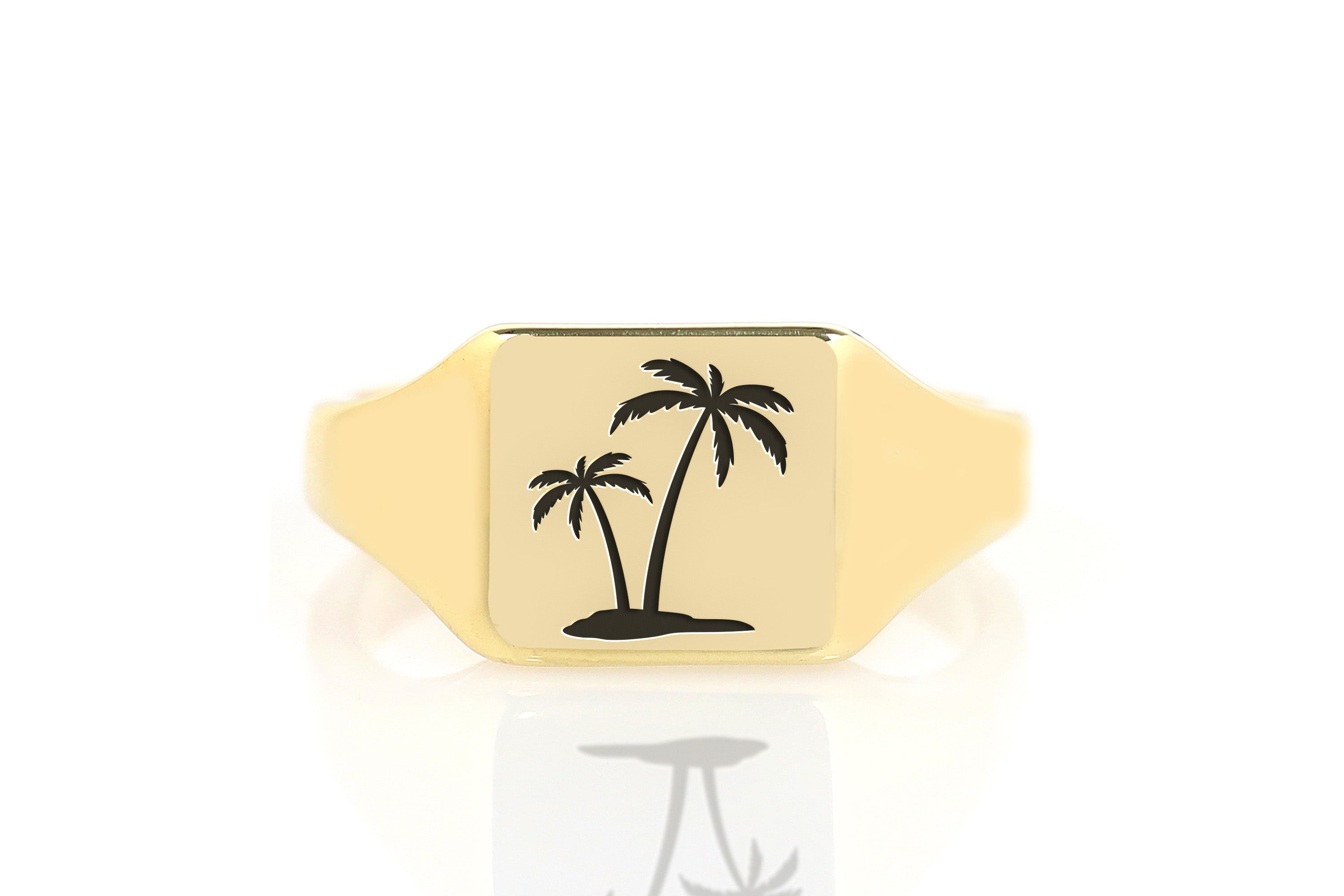 Palm Tree Engraving Ring